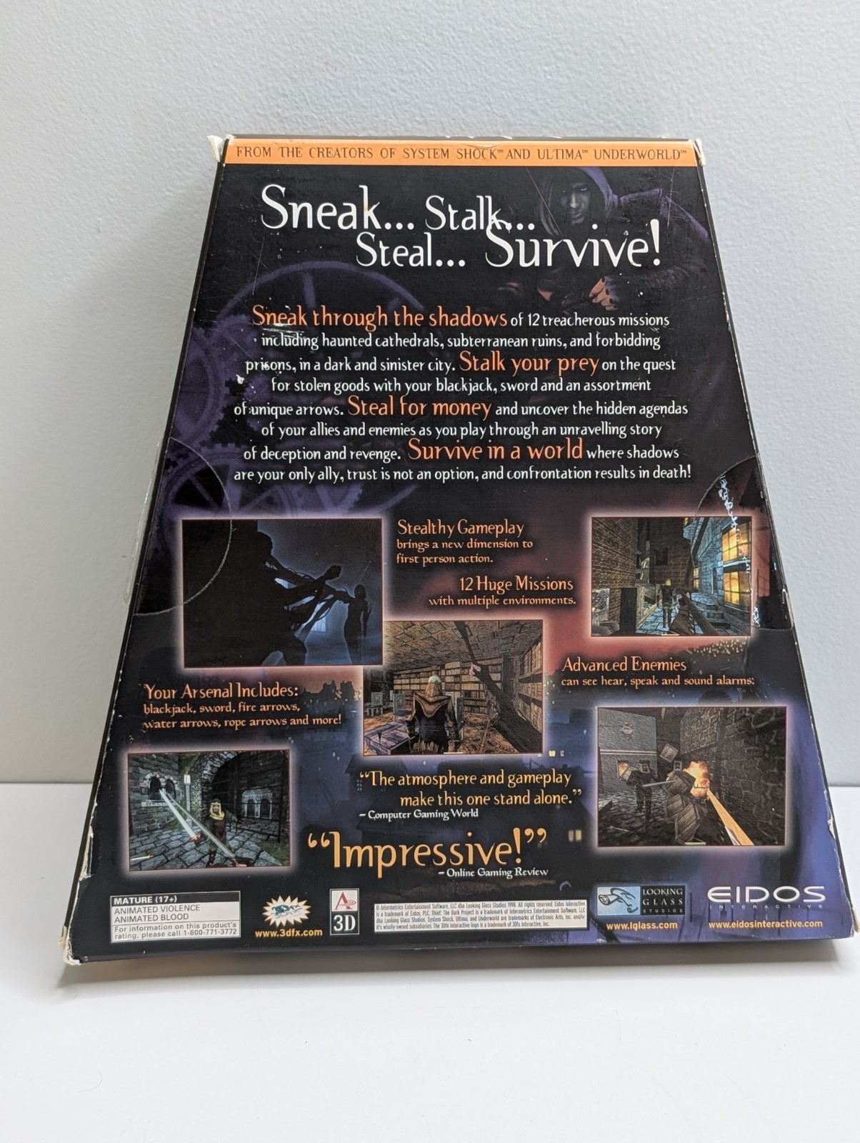 Thief Dark Project EIDOS Trapezoid Big Box PC Game Complete CIB Demo Disk 1998