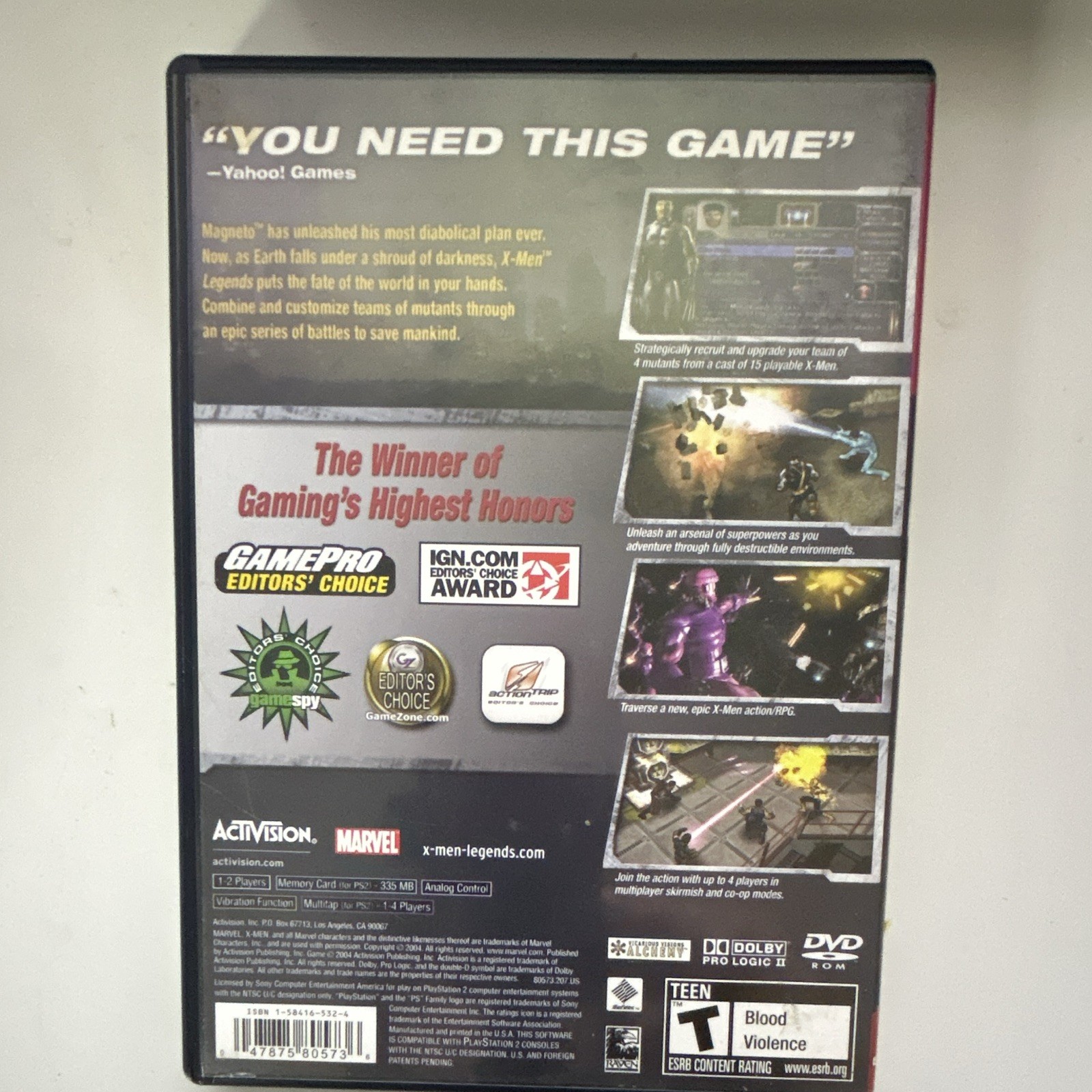 Activision X-Men Legends PS2 T NTSC-U/C Manual Included Multiplayer Action