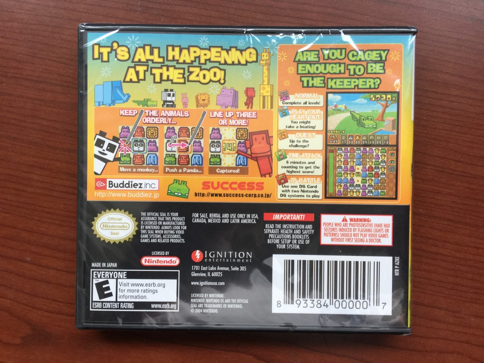 Zoo Keeper Action Puzzle Game (Nintendo DS, 2004) brand New – Factory Sealed