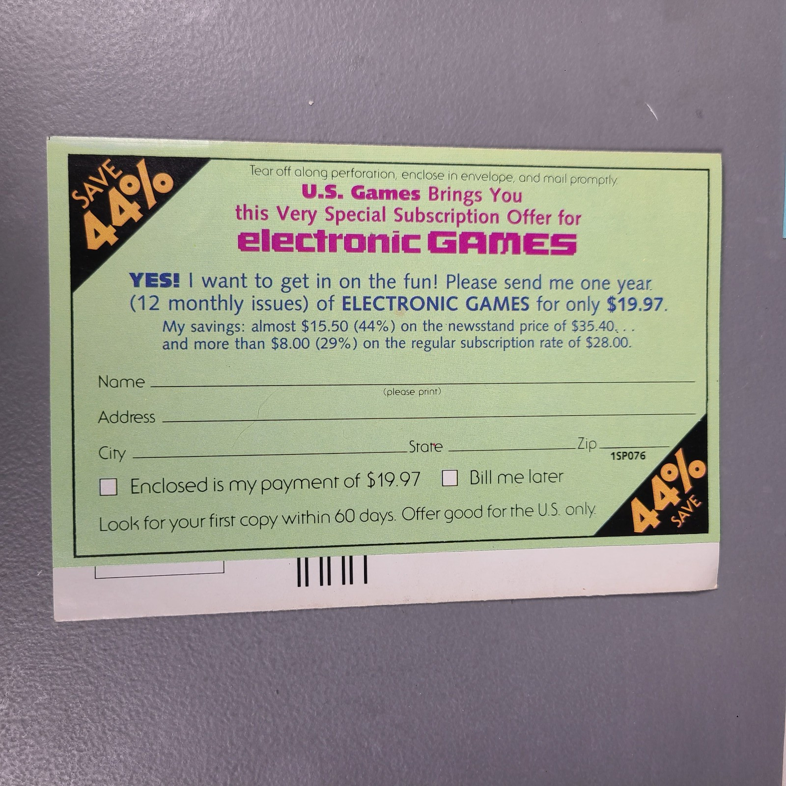 VTG Early 80s U.S. Games Vidtec Warranty Cards & Electronic Games Magazine Promo