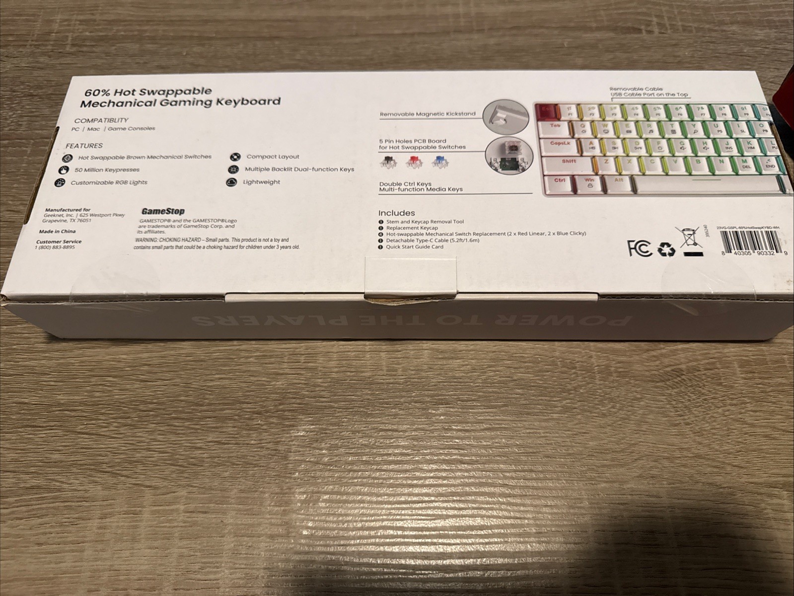 Gamestop 60% Hot Swappable Mechanical Gaming Keyboard WHITE