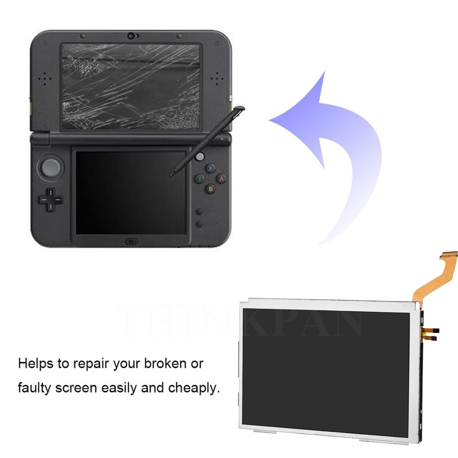Nintendo 3DS XL Top Upper LCD Screen Display Replacement (Original Model) USA