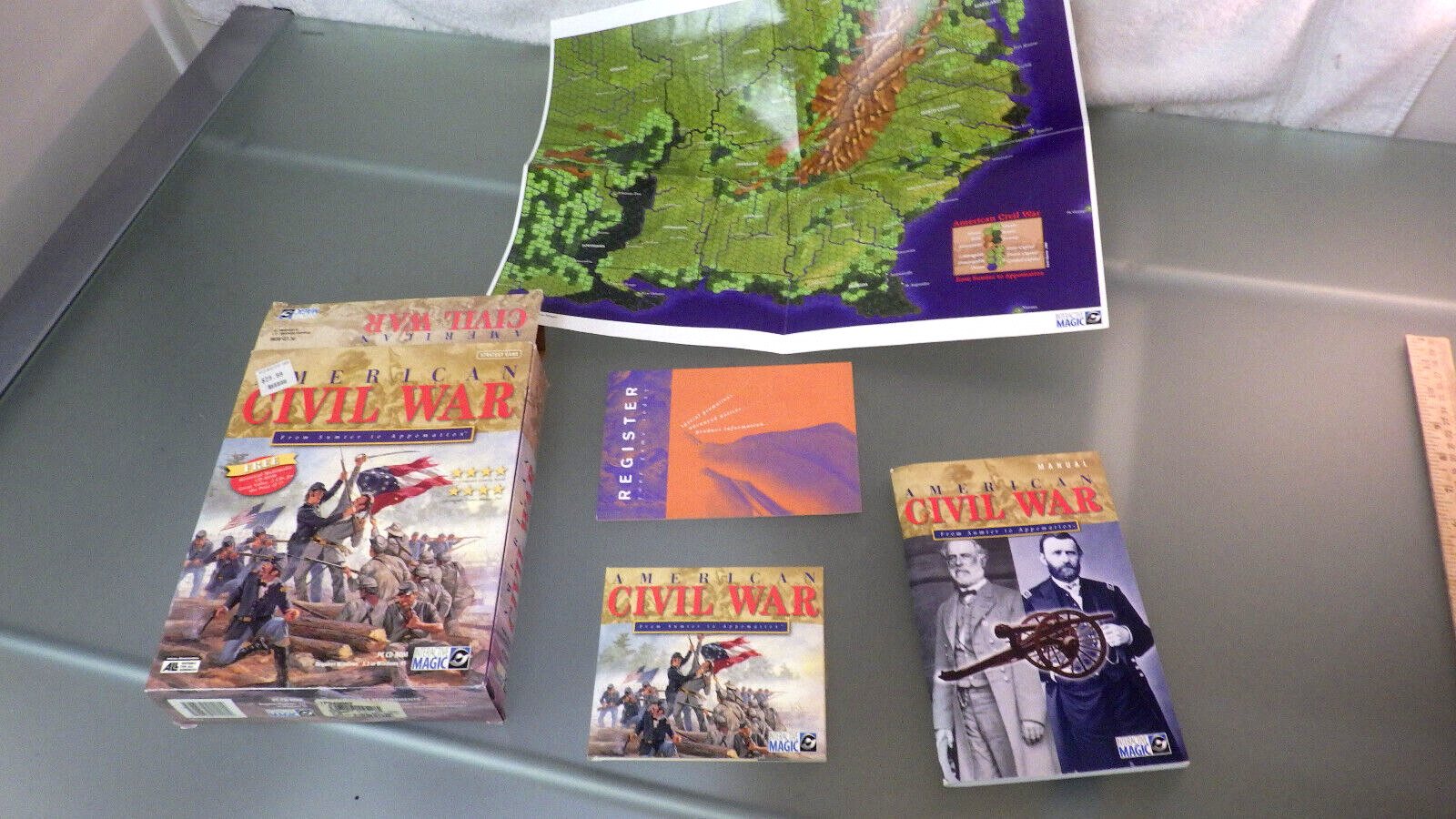 Vtg 1997 Video PC Game AMERICAN CIVIL WAR Big Box Interactive Magic CD-ROM *CIB