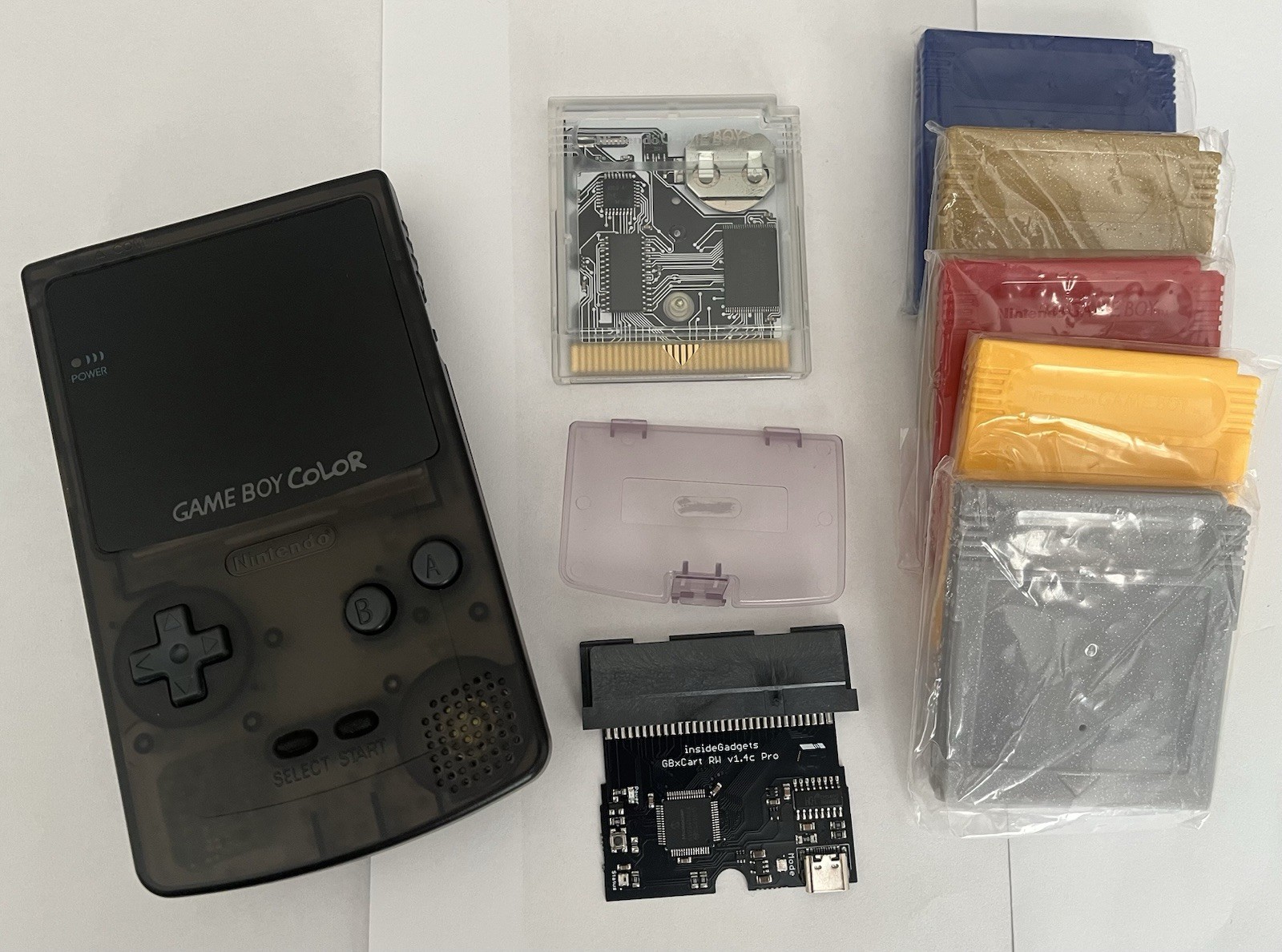 Nintendo Gameboy Color OLED Screen USB Charging GBxCart MBC3 Flash Cart
