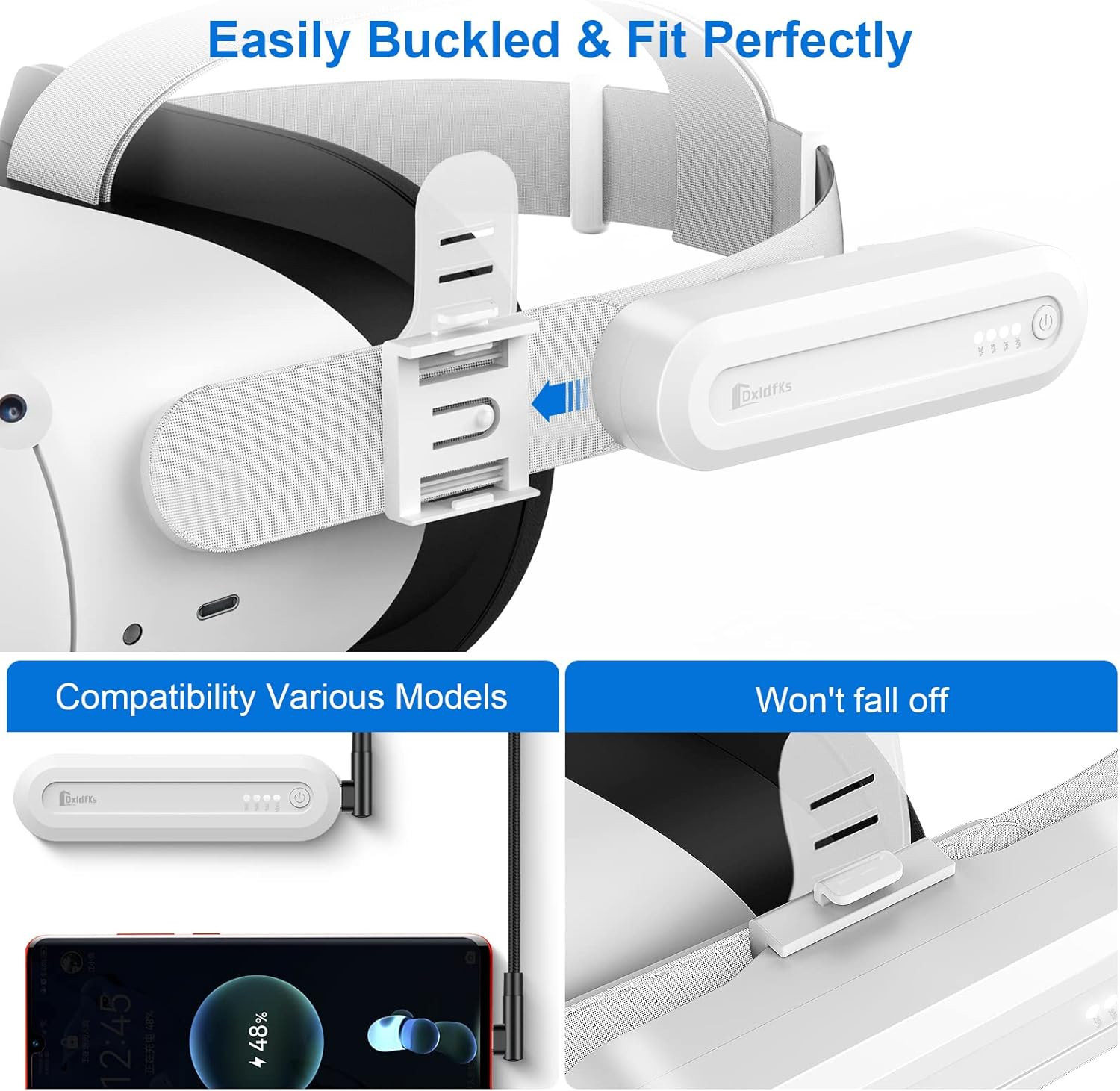 Battery Pack for Meta Quest 3S & 3 & 2, 5000Mah Extended 2-3H Playtime Small Lig