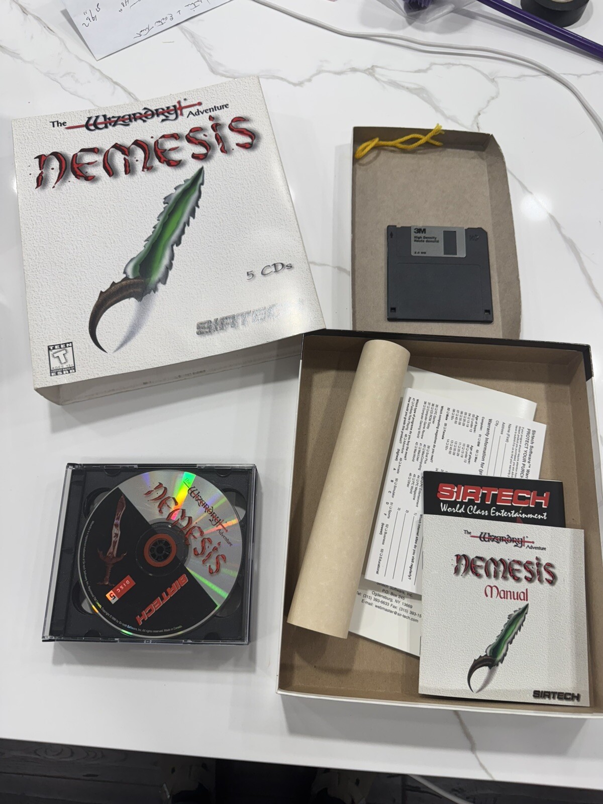 Nemesis: The Wizardry Adventure (PC, 1996) 5 CDs Complete in Box with Scroll