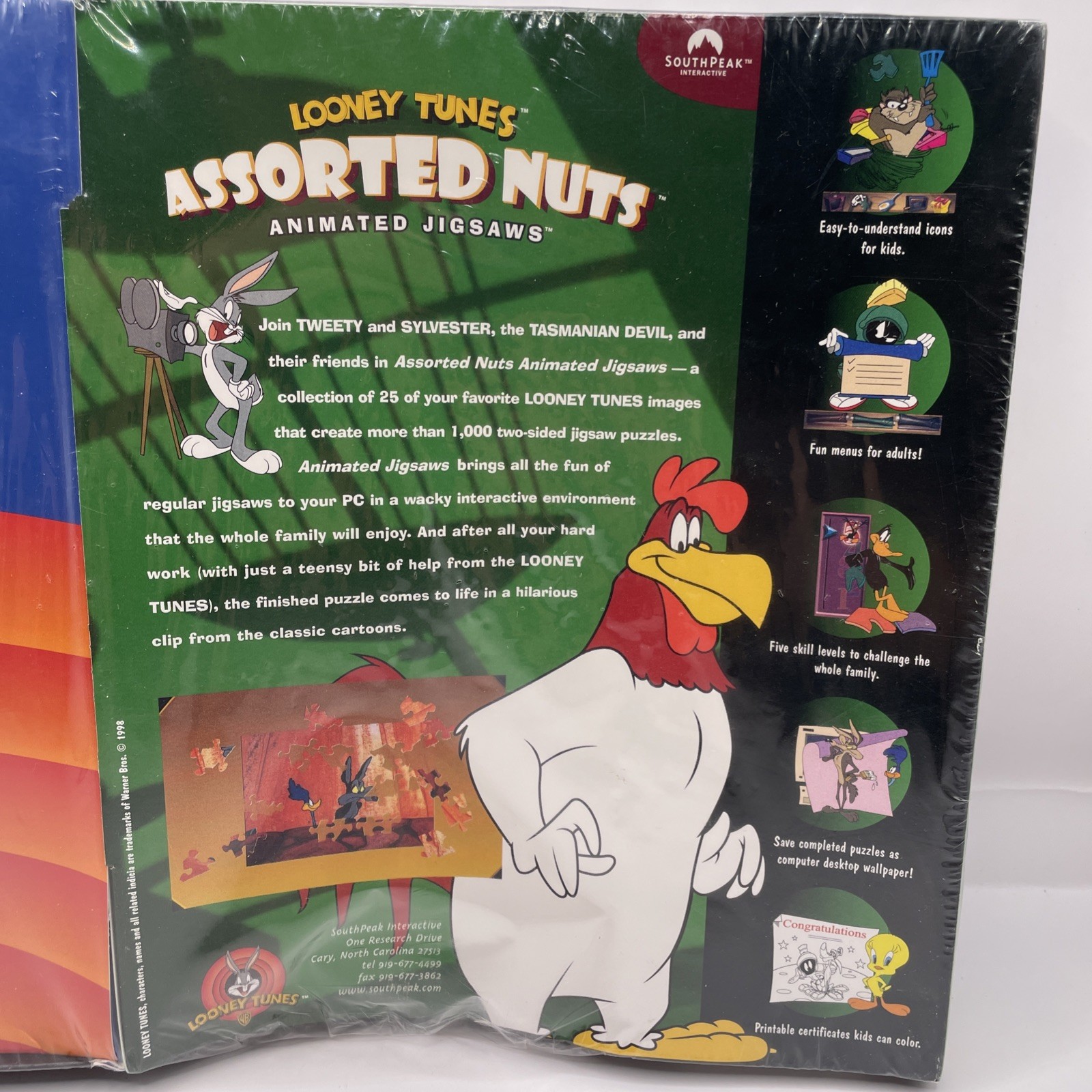 Loony Tunes Assorted Nuts Sealed Animated Jigsaw Game PC CD Big Box Combo Sealed