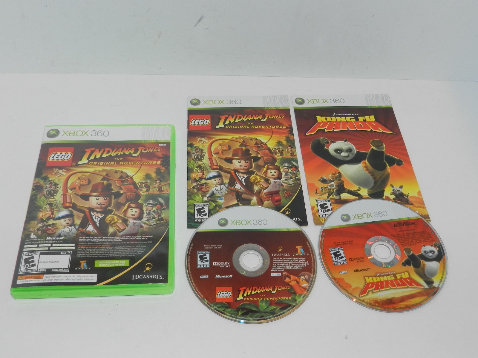 LEGO Indiana Jones The Original Adventures & Kung Fu Panda Xbox 360 CIB Tested