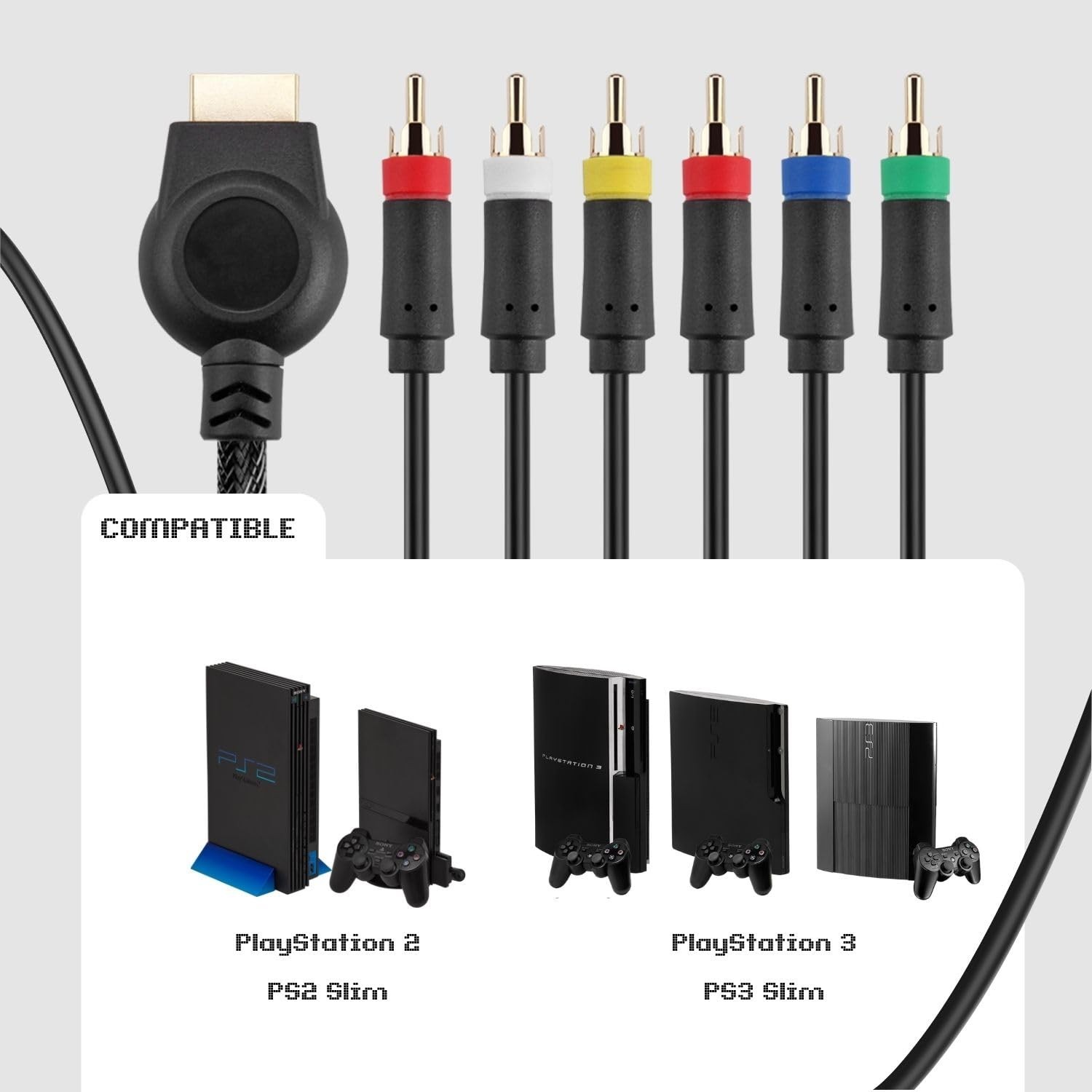 TNP PS2 Component Cable YPbPr Component Video Cable RCA AV for PlayStation 2…