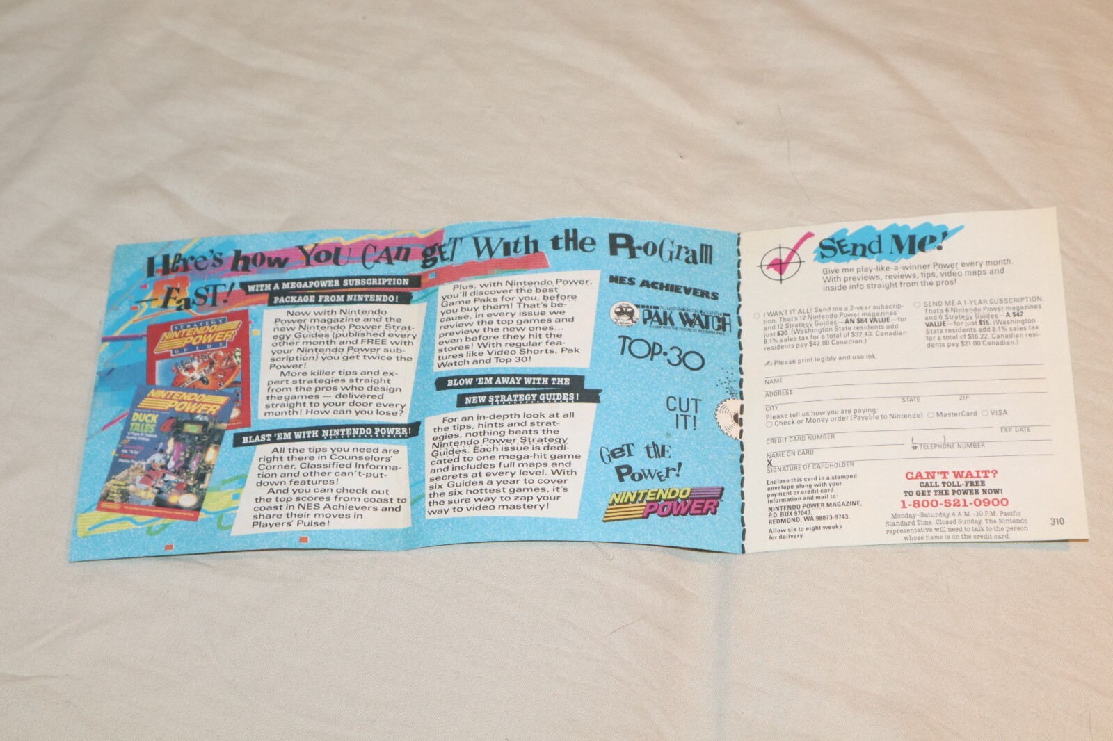 Nintendo Power NES Game Insert PMG-USA Vintage Fold-Out Plug into the Power!