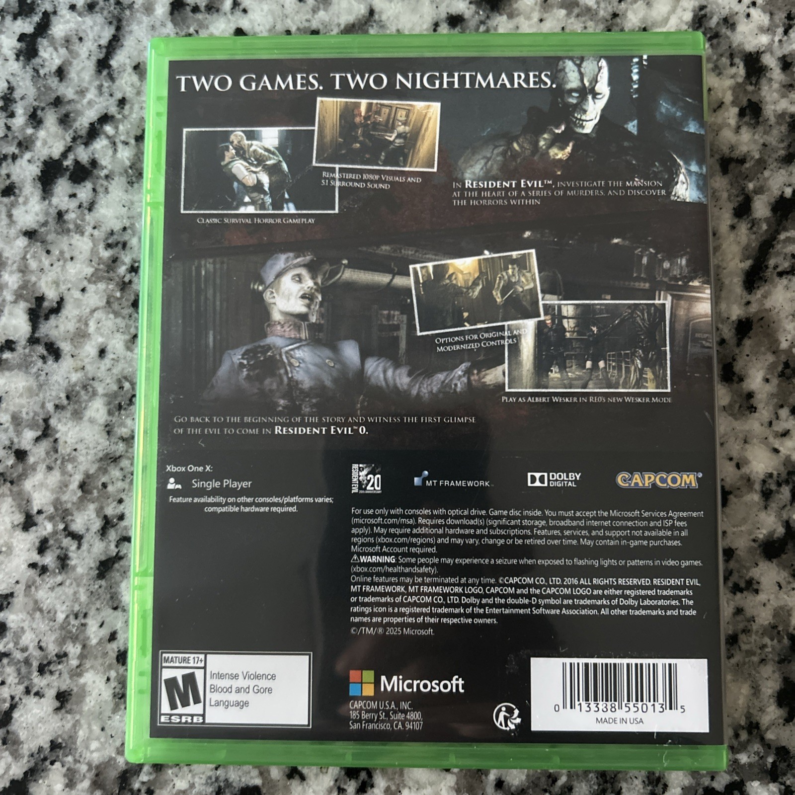Resident Evil Origins Collection (Microsoft Xbox One, 2016) – Tested -Clean Disc