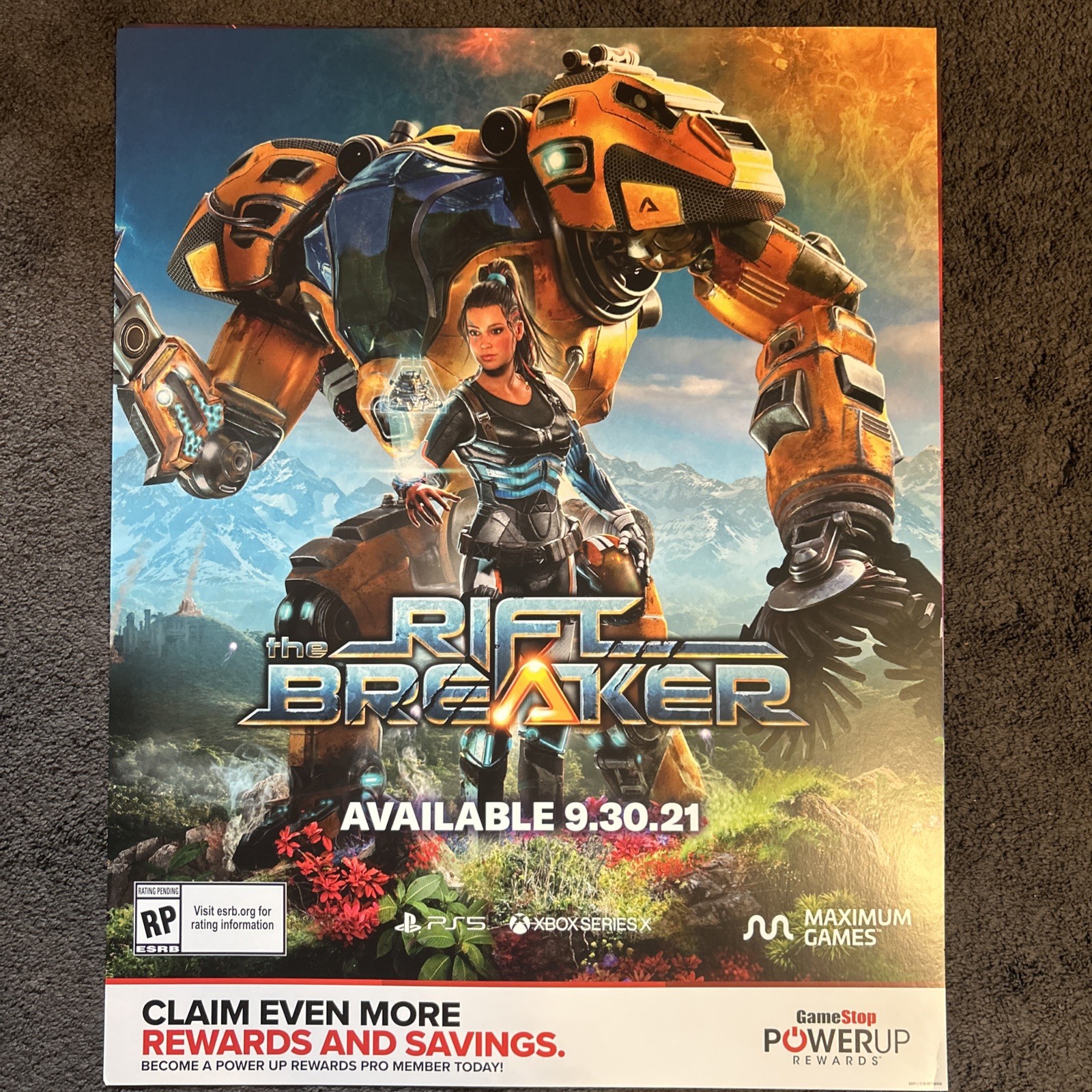 The Rift Breaker GameStop Promo Poster PS5 Xbox Series X 28 x 22