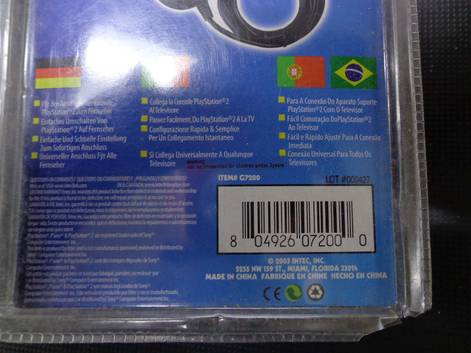 RFU Adaptor By Intec Connects PlayStation 2 Console To TV G7200 New