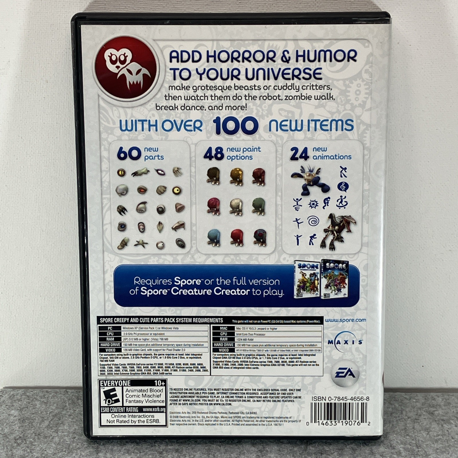 Spore: Creepy & Cute Parts Pack (Windows/Mac, 2008) Complete Mint Disc