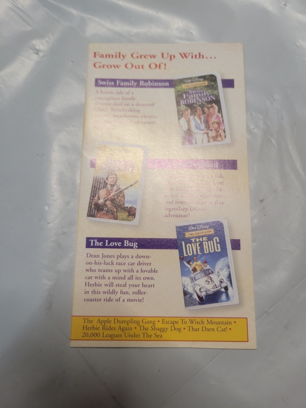 VHS Release Disney Favorite Stories Movie campaign material Video Game Insert