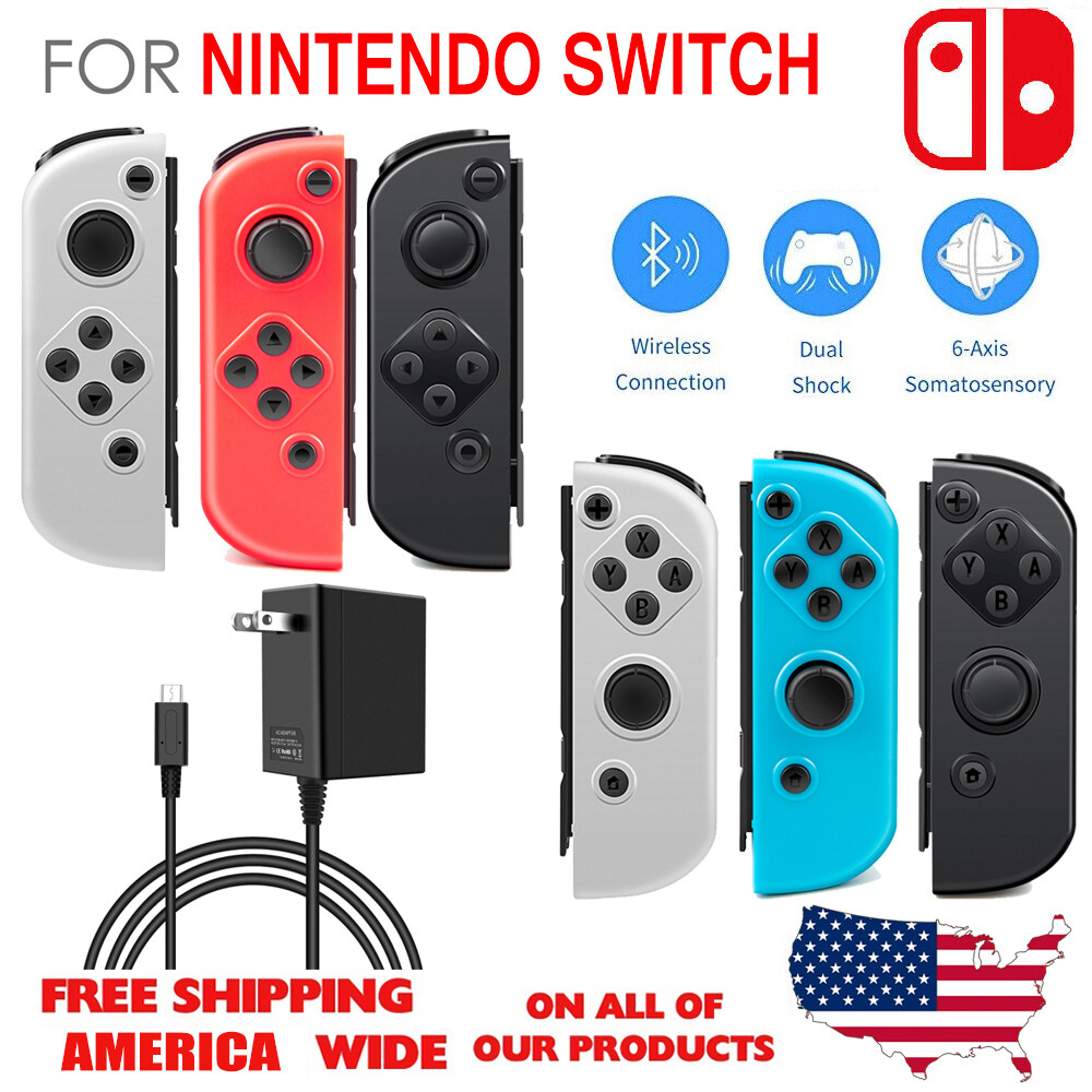 Wireless Left&Right for Nintendo Switch Joypad Controllers AC Adapter Charger US