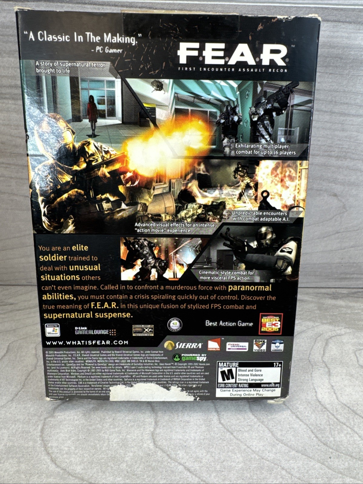 FEAR First Encounter Assault Recon PC DVD ROM Box Manual & Perseus Mandate READ*