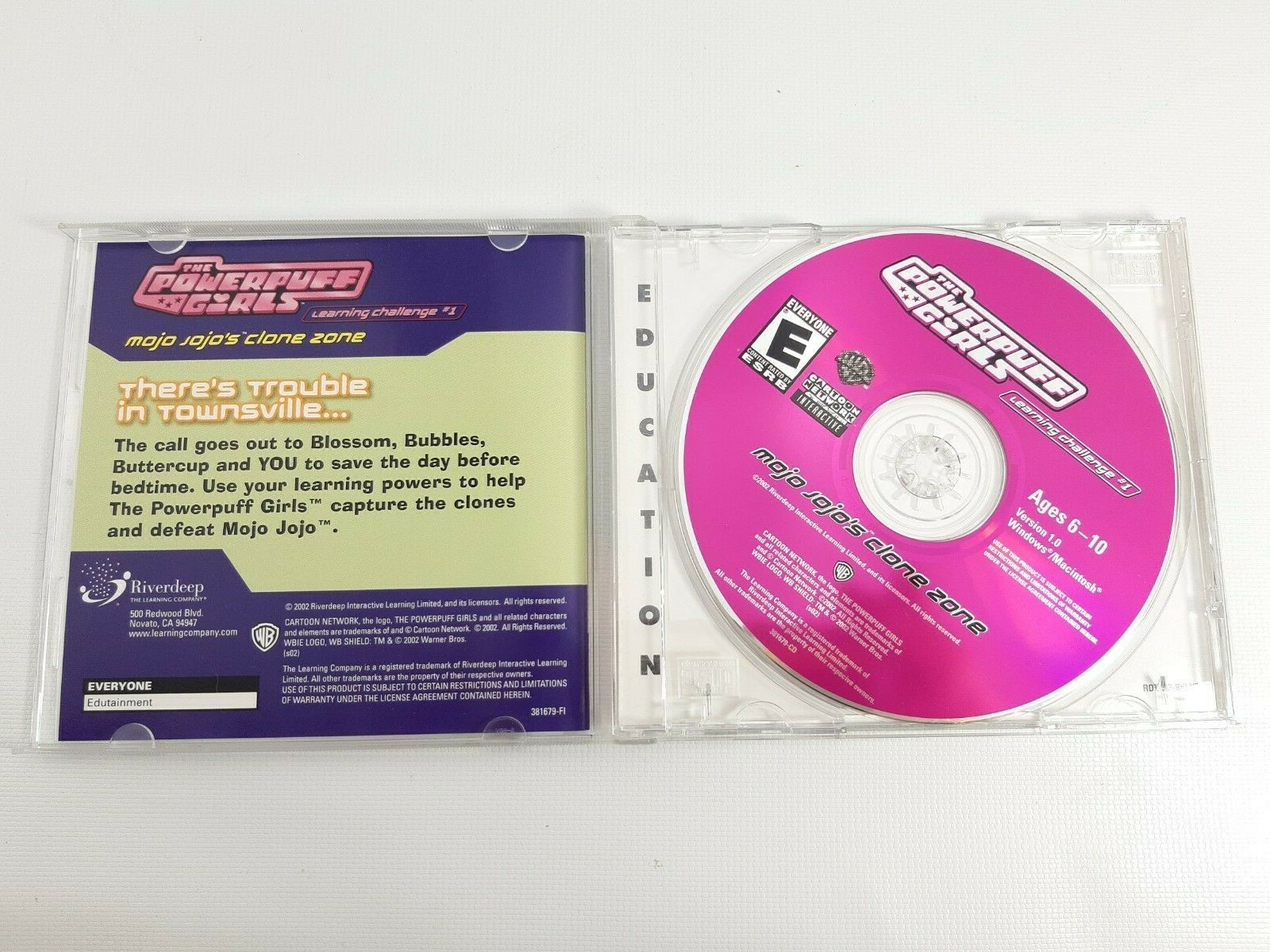 PC MAC CD Video Game 2002 The Powerpuff Girls Mojo Jojo’s Clone Zone Learn