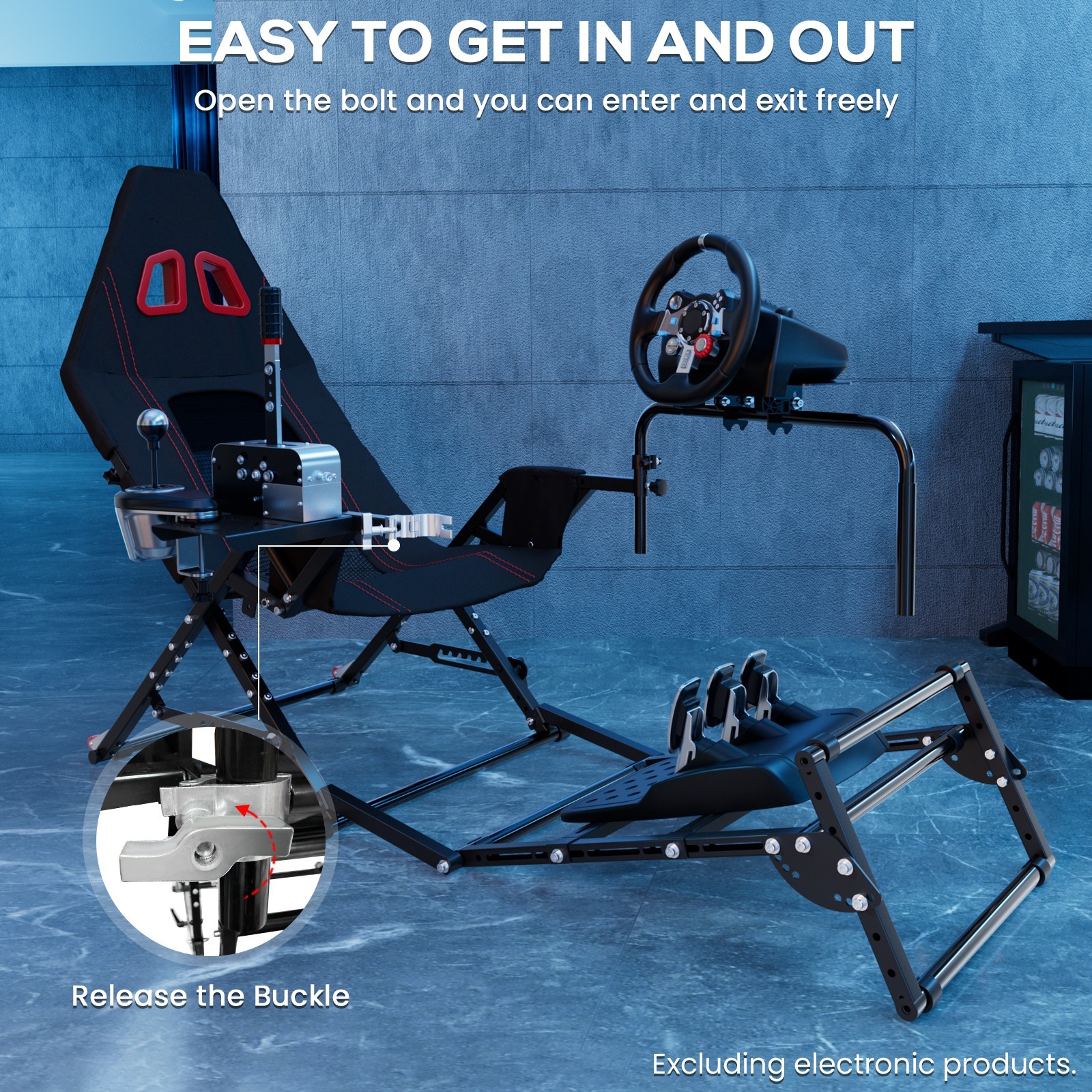 Minneer Foldable Racing Simulator Cockpit Fit Logitech G29G923 Moza Thrustmaster