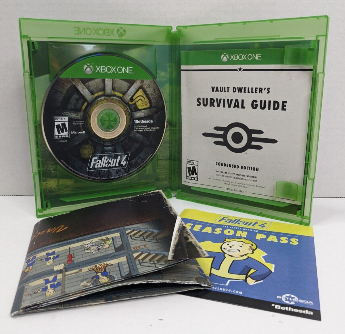 Fallout 4 (Xbox One, 2015) w/ Survivor Guide & Poster