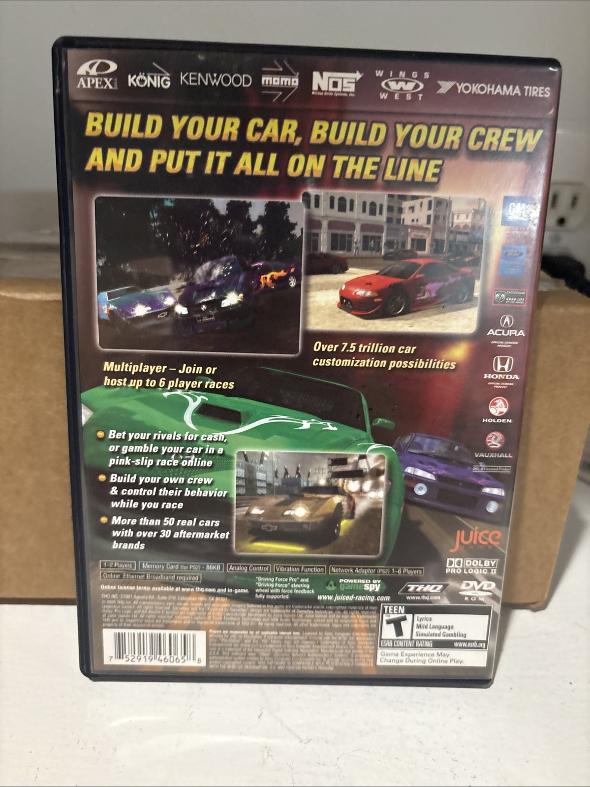 Juiced PS2 PlayStation 2 Game with Case(NOT SURE IF WORKING)
