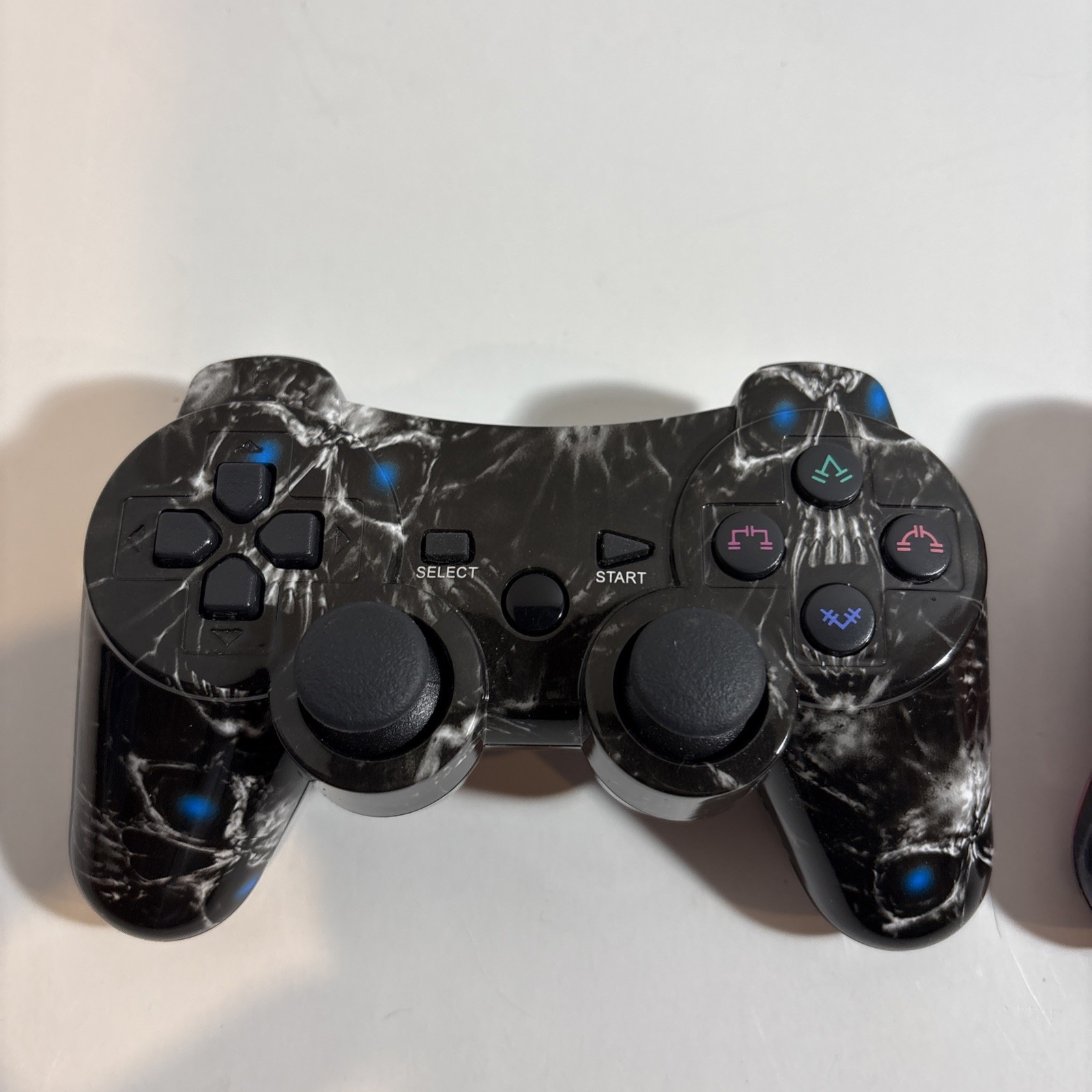 (2) PlayStation 3 PS3 Controllers Third Party Black Skulls & Red Cosmos Galaxy