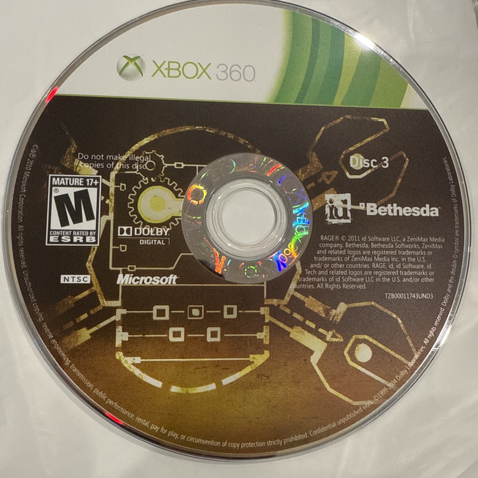 Rage (Microsoft Xbox 360) NO TRACKING – 3 DISCS ONLY FREE SHIPPING