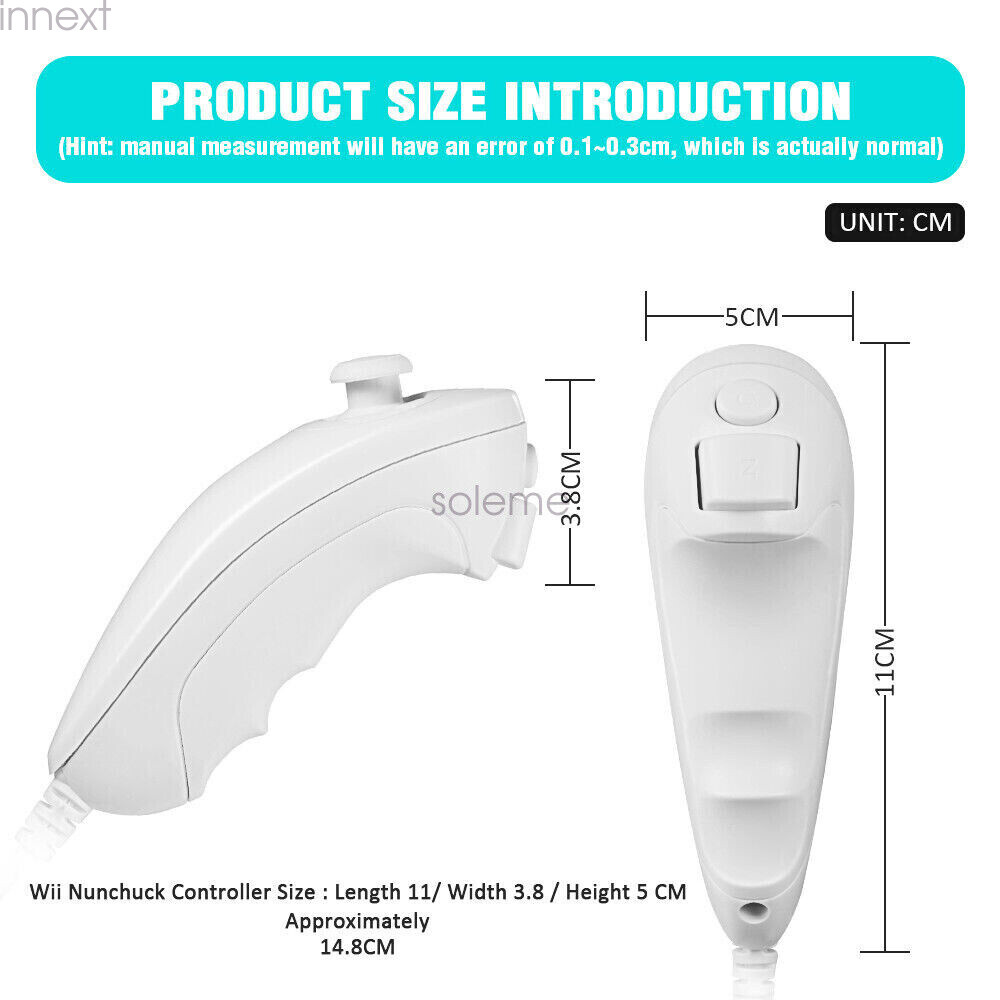 2 in 1 Motion Plus Remote Controller + Nunchuck Set for Wii & Wii U Video Game