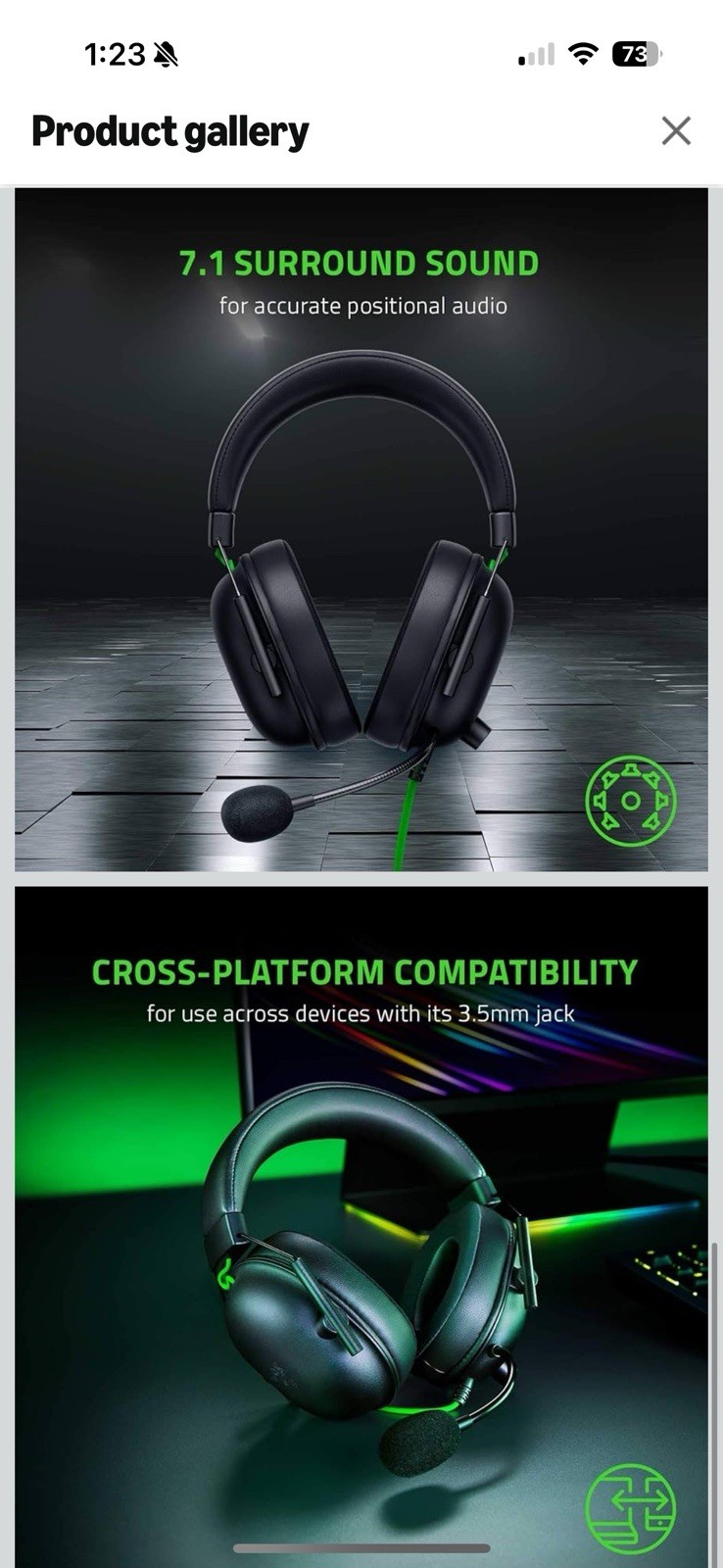 Razer BlackShark V2 X Gaming Headset: 7.1 Surround Sound – 50mm Drivers – Black