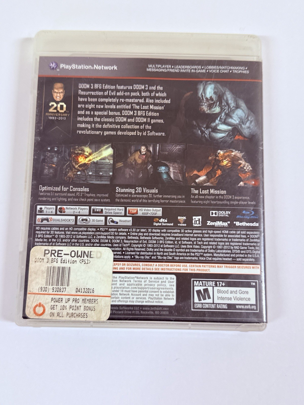 Doom 3 — BFG Edition (Sony PlayStation 3, 2012) – Untested