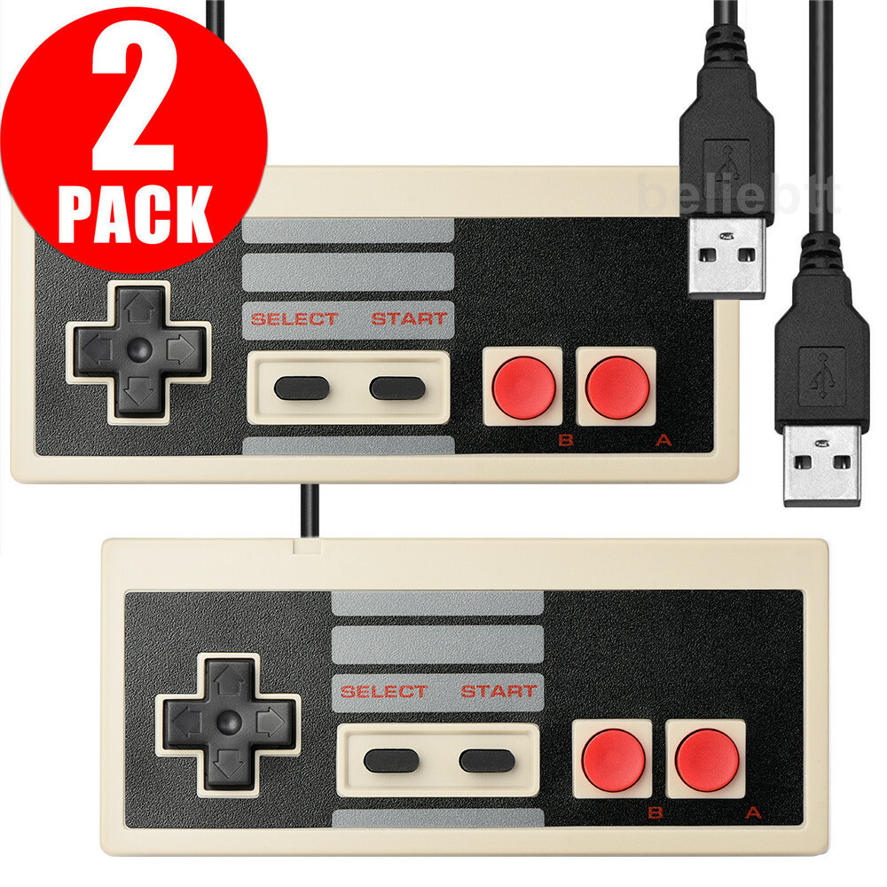 2Pack Classic Wired USB Controllers Gamepad for NES Gaming Windows PC Mac Linux