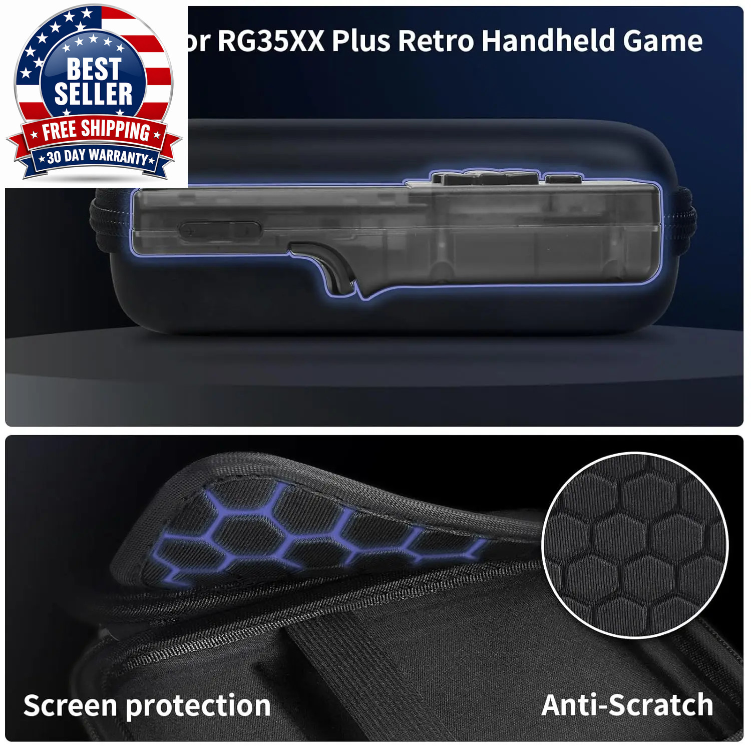 Travel Case Compatible with RG35XX/ Rg35Xx plus Retro Handheld Game Console, Han