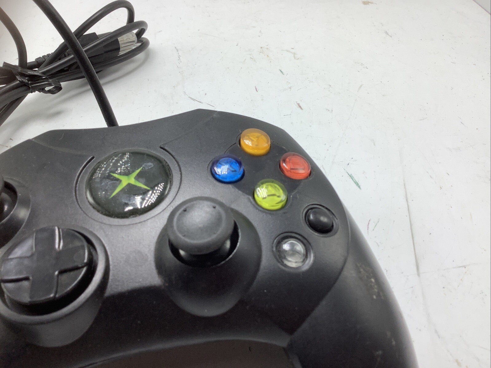 Microsoft Xbox Controller S X08-69873 Black TESTED NO BREAKAWAY CABLE -FREE SHIP