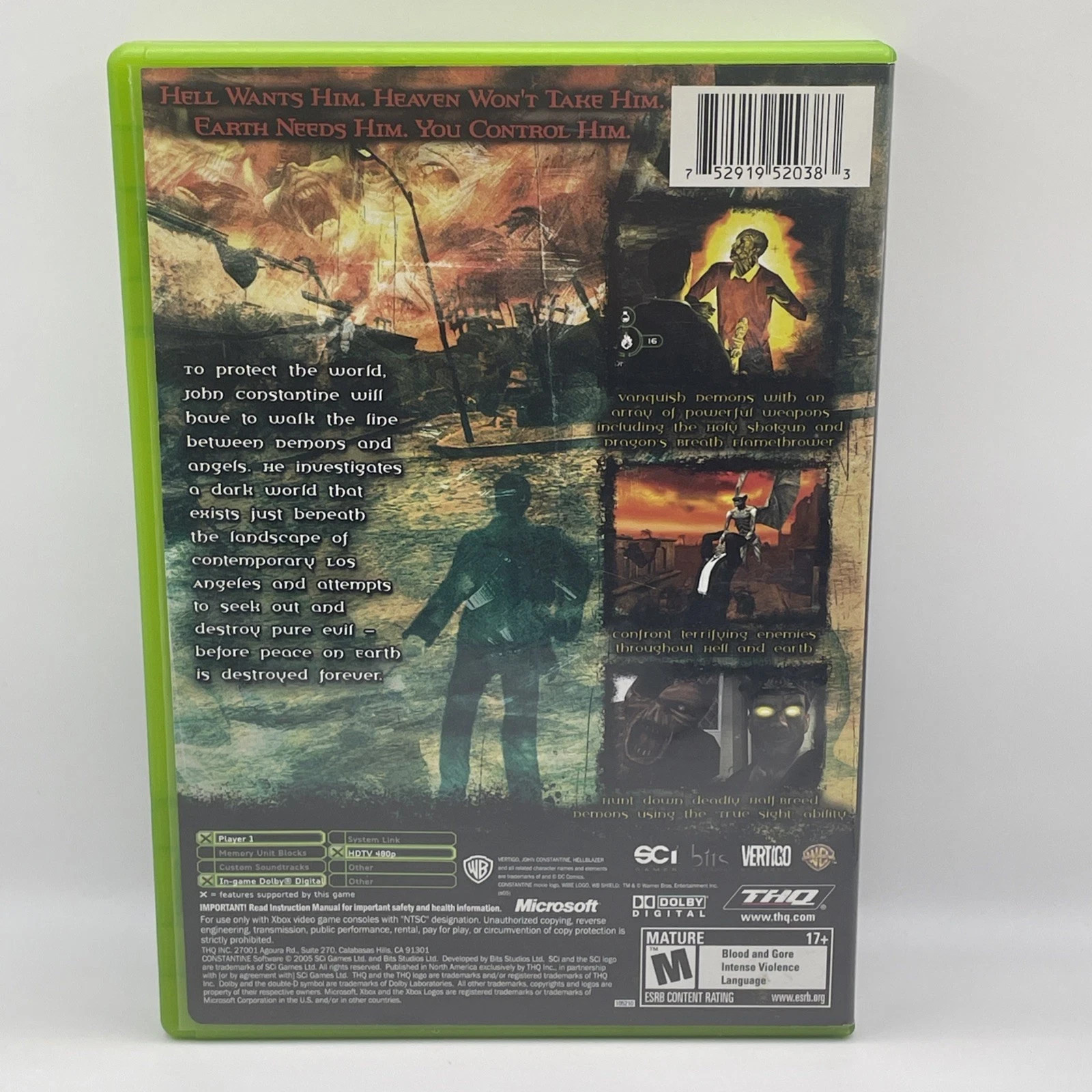 Constantine (Microsoft Xbox, 2005) CIB Very Clean Disc Free Shipping