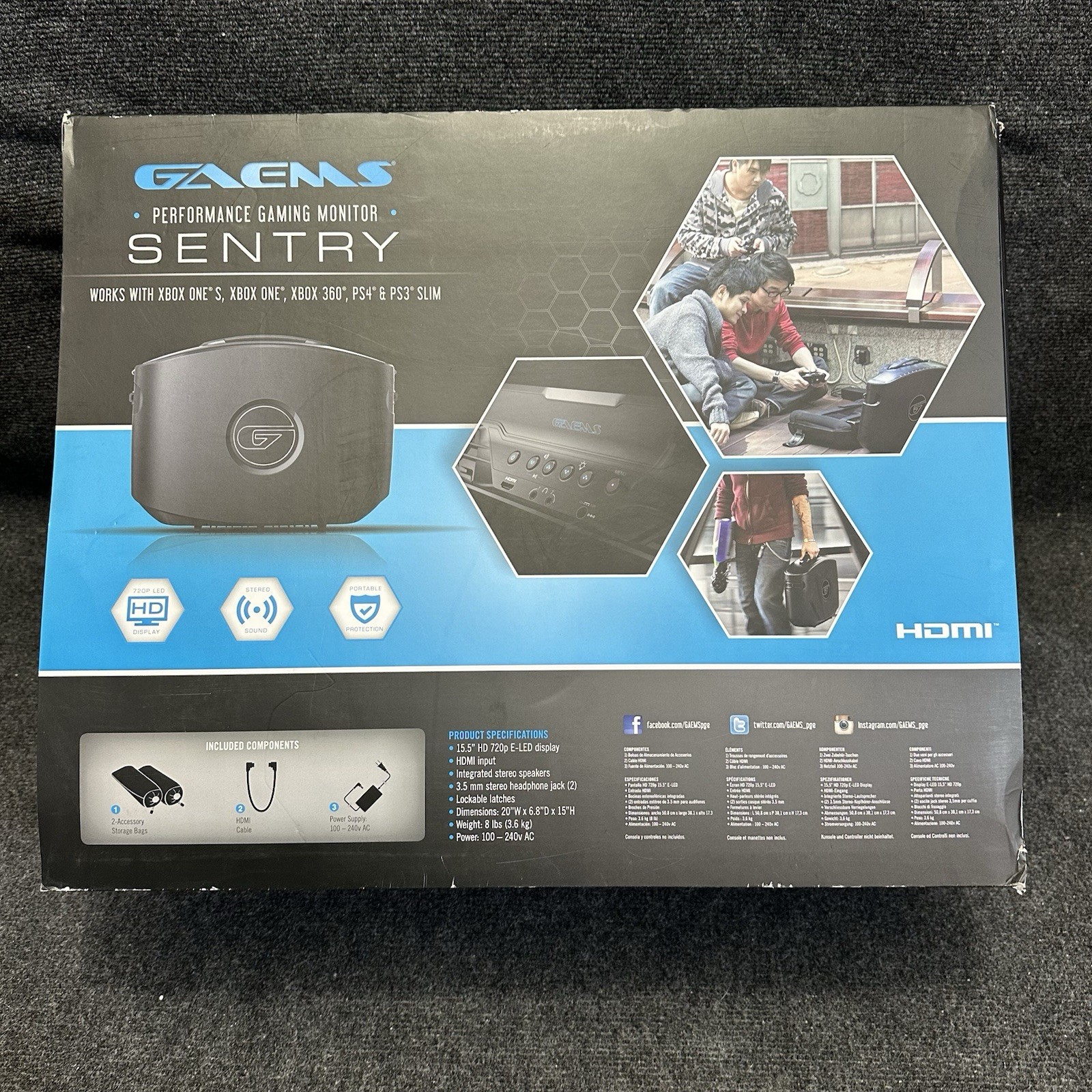Gaems G155 Sentry Personal Gaming Portable HDMI Monitor PS5 PS4 PS3 Xbox One