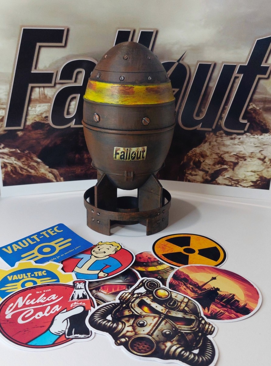 Fallout Series Mini Nuke 6 inches Replica Bomb & 10 Waterproof Sticker Pack