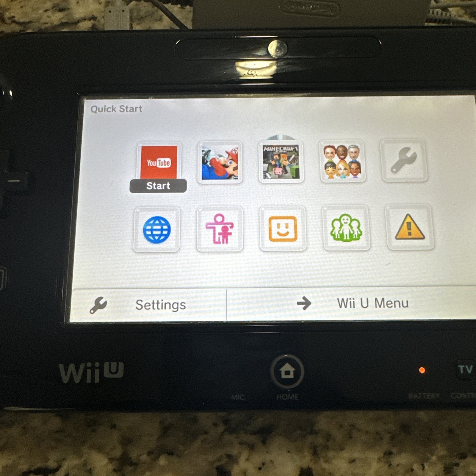 Nintendo Wii U GamePad Black WUP-010 OEM Controller Charger Tested Works