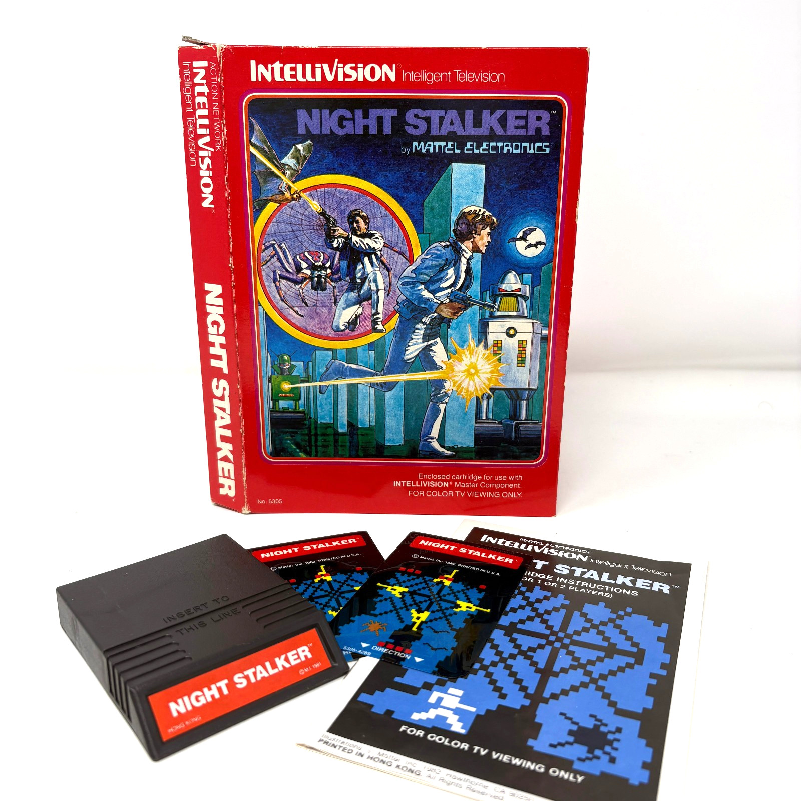 Night Stalker (Intellivision, 1982) Complete In Box CIB w/ Manual & Overlays