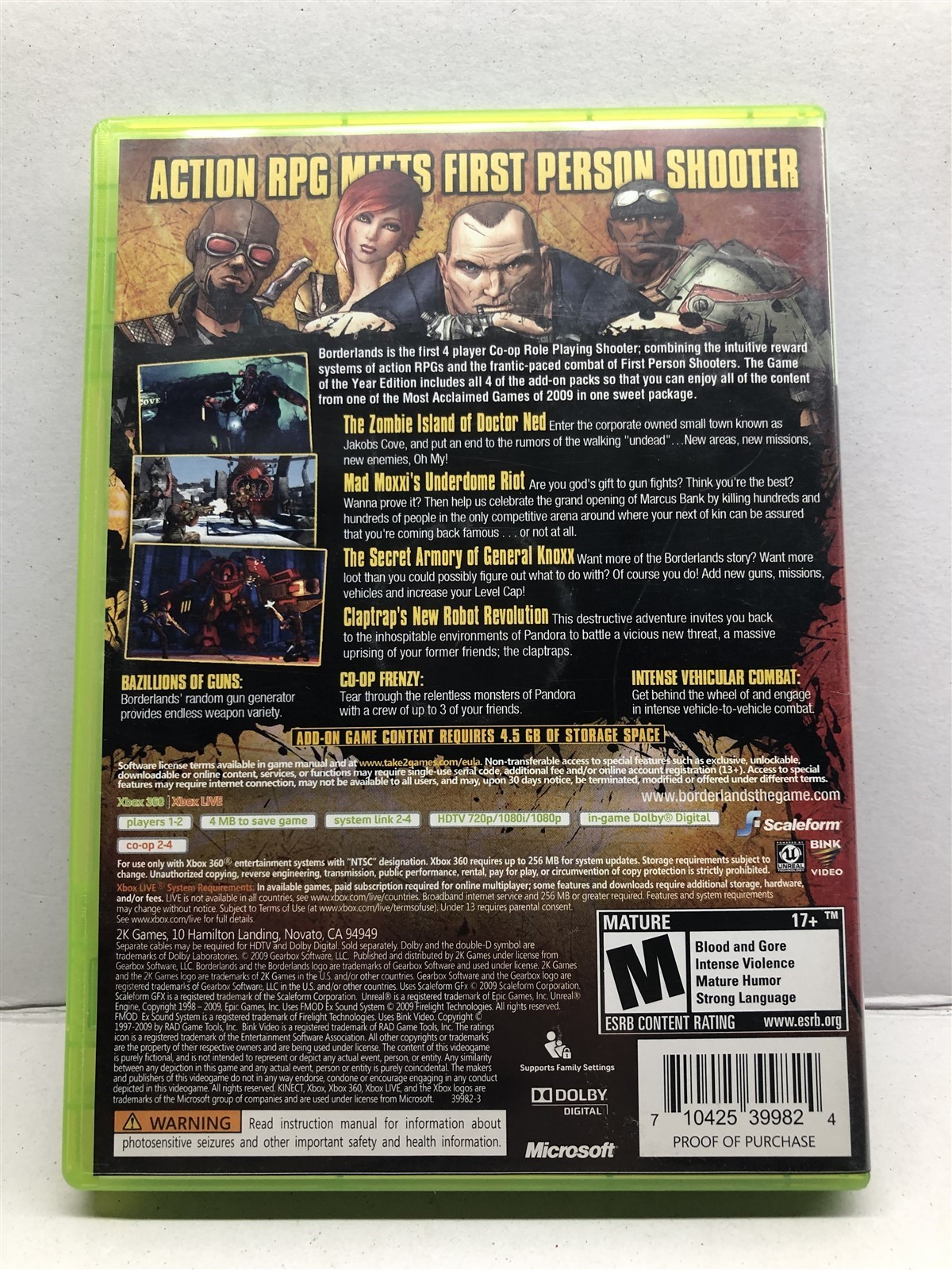 Borderlands Game of the Year (Xbox 360) Complete w/ Bonus Disc Tested Working
