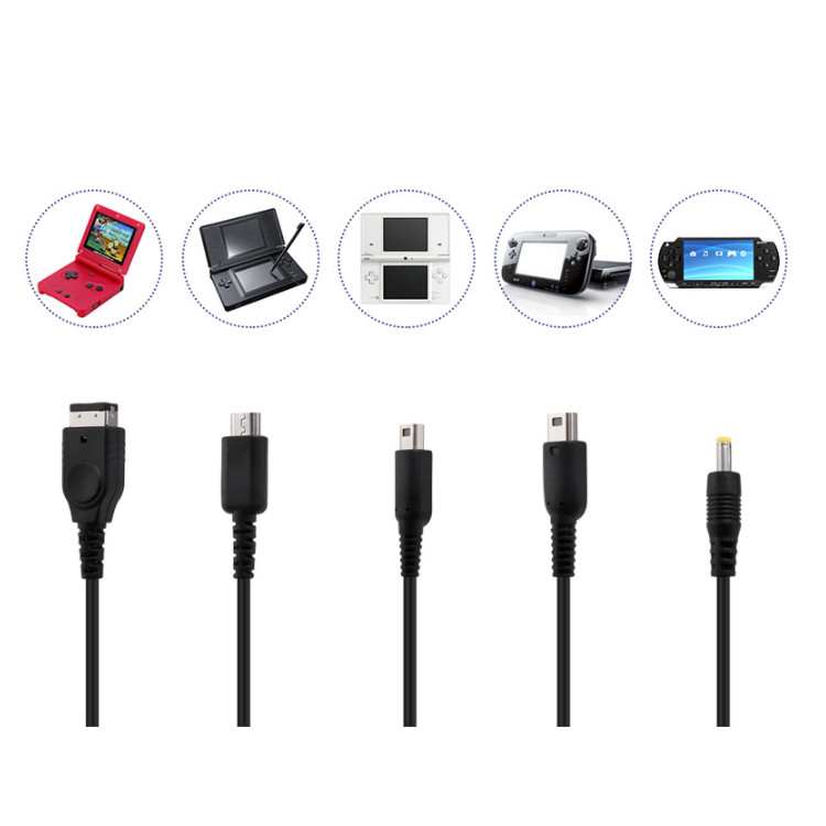 5 in 1 USB Charger Charging Cable Cords for Nintendo NDSL NDS NDSI XL 3DS