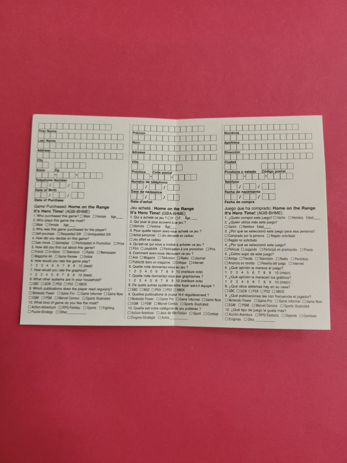 Natsume Nintendo Gamecube Registration Card – C-NTR-ATJE-USA