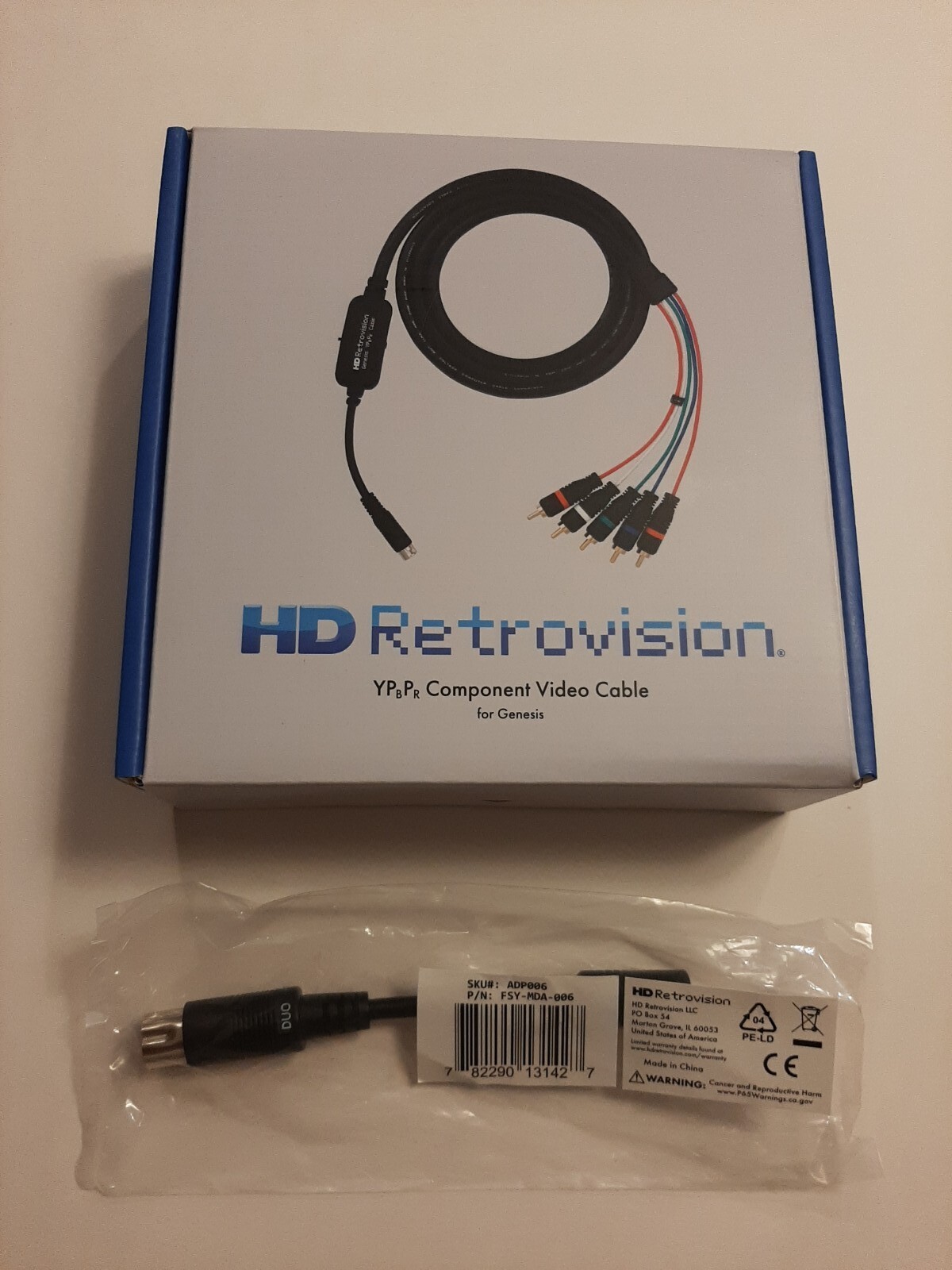 HD Retrovision Genesis Component/YPbPr Cables w/ Duo Adapter, New, Sealed