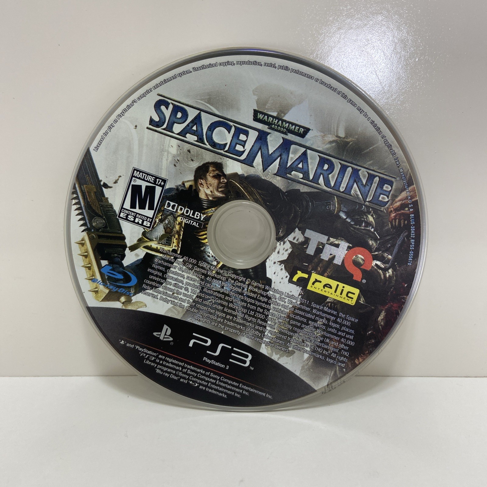 Warhammer 40,000 Space Marine PS3 Sony PlayStation Disc Only Tested Working NTSC