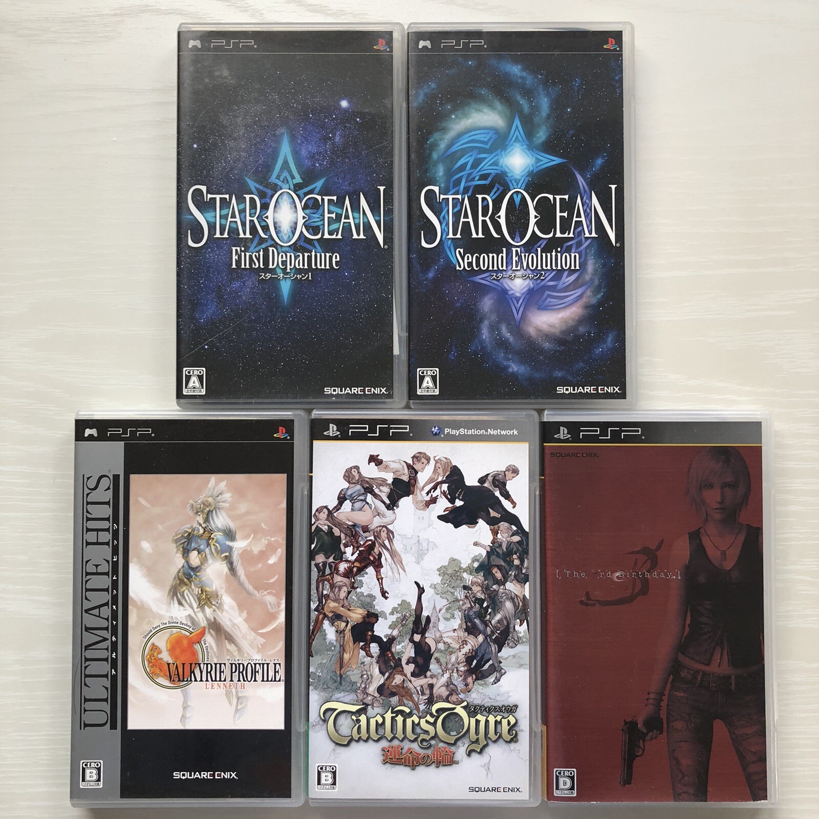 PSP STAR OCEAN 1st 2nd The 3rd Birthday Valkyrie Profile Tactics Ogre set of 5