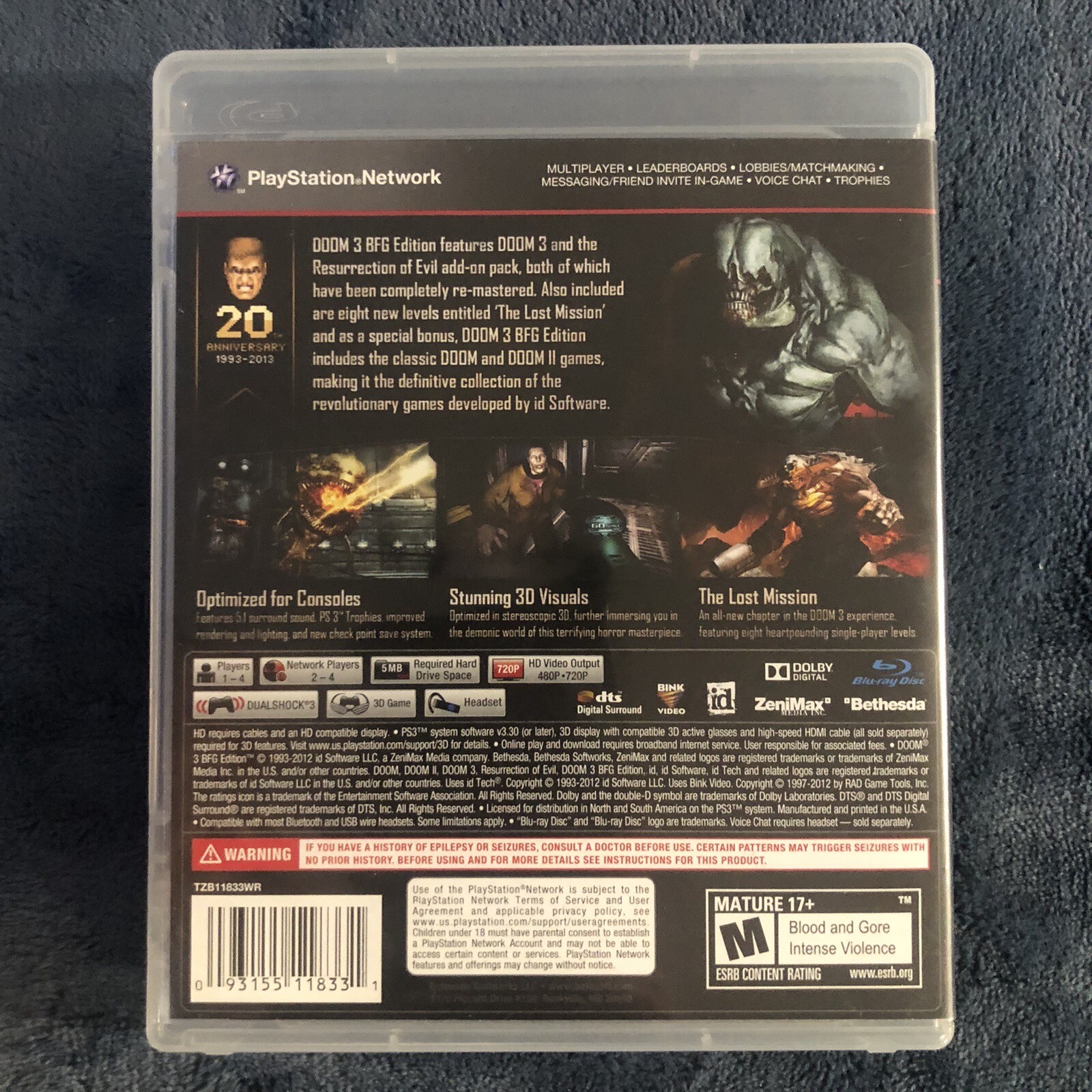 Doom 3 BFG Edition (Sony PlayStation 3, 2012) for PS3 Complete