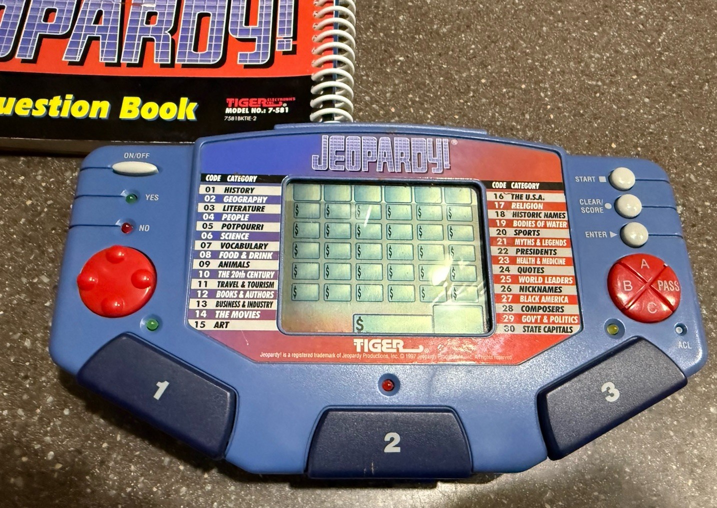 1995 Talking Jeopardy Tiger Electronics Video Game Handheld with Answer Question
