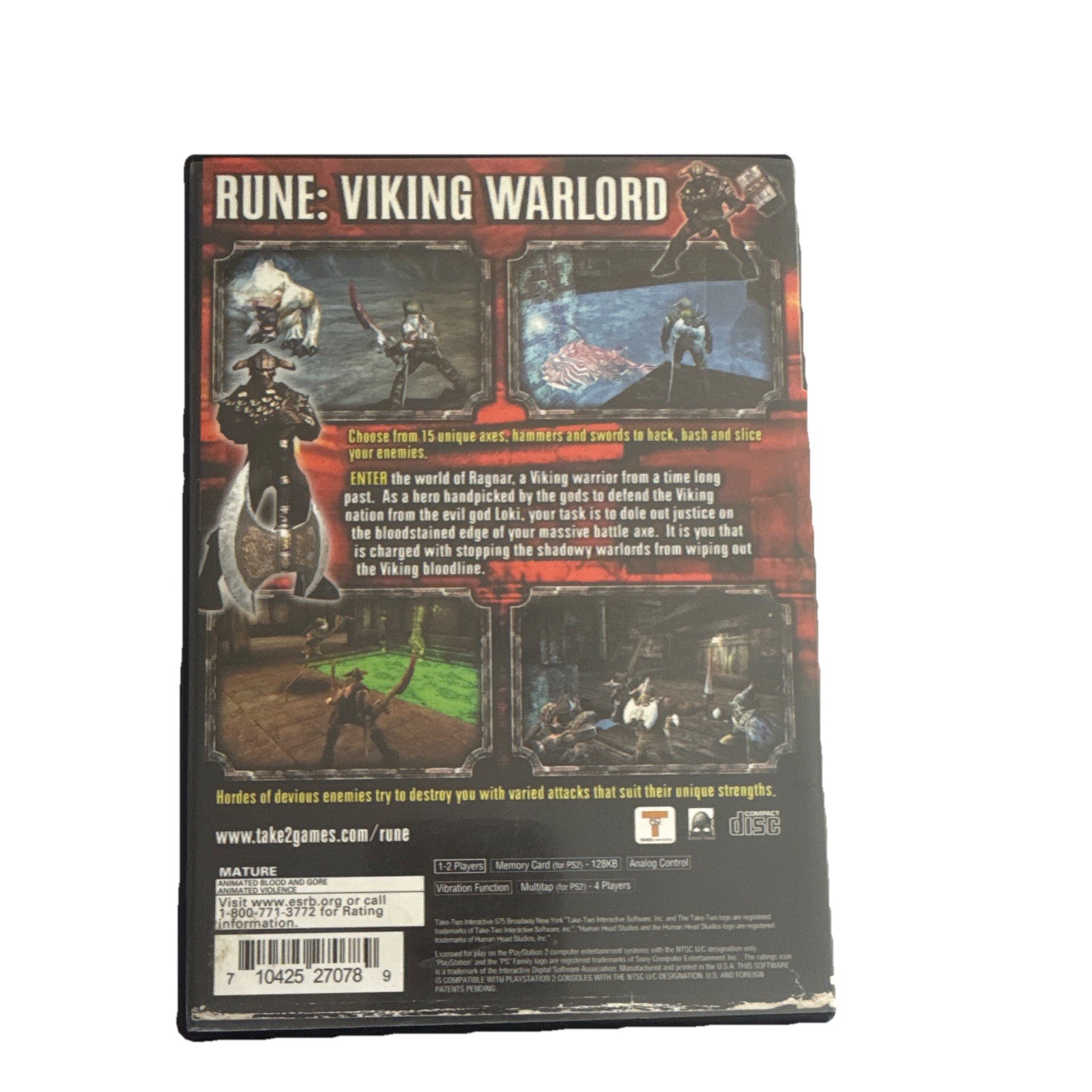 Take 2 Interactive Rune: Viking Warlord (PS2) Action M Rated NTSC No Manual