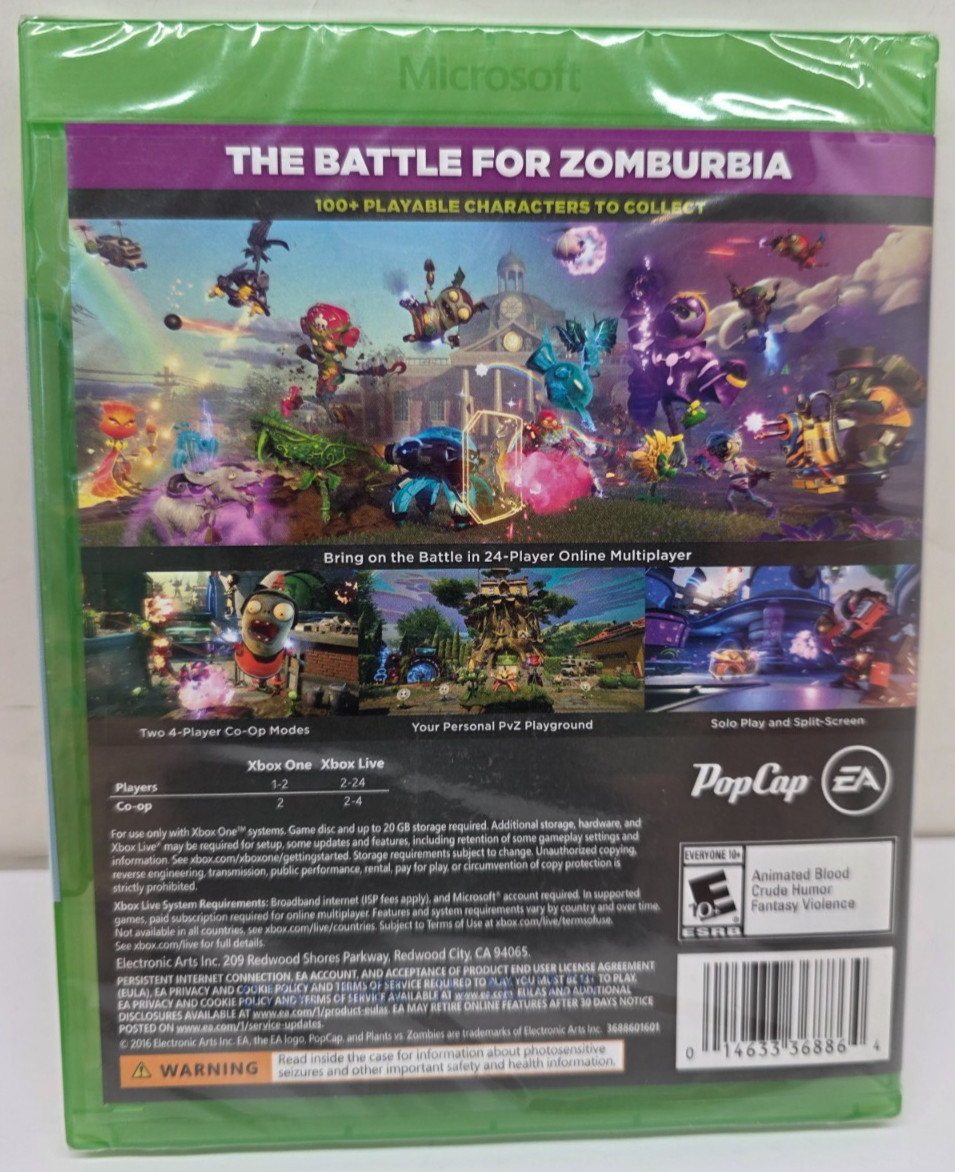 Plants Vs Zombies GW2 Garden Warfare Xbox One Game (New, Sealed) PopCap EA