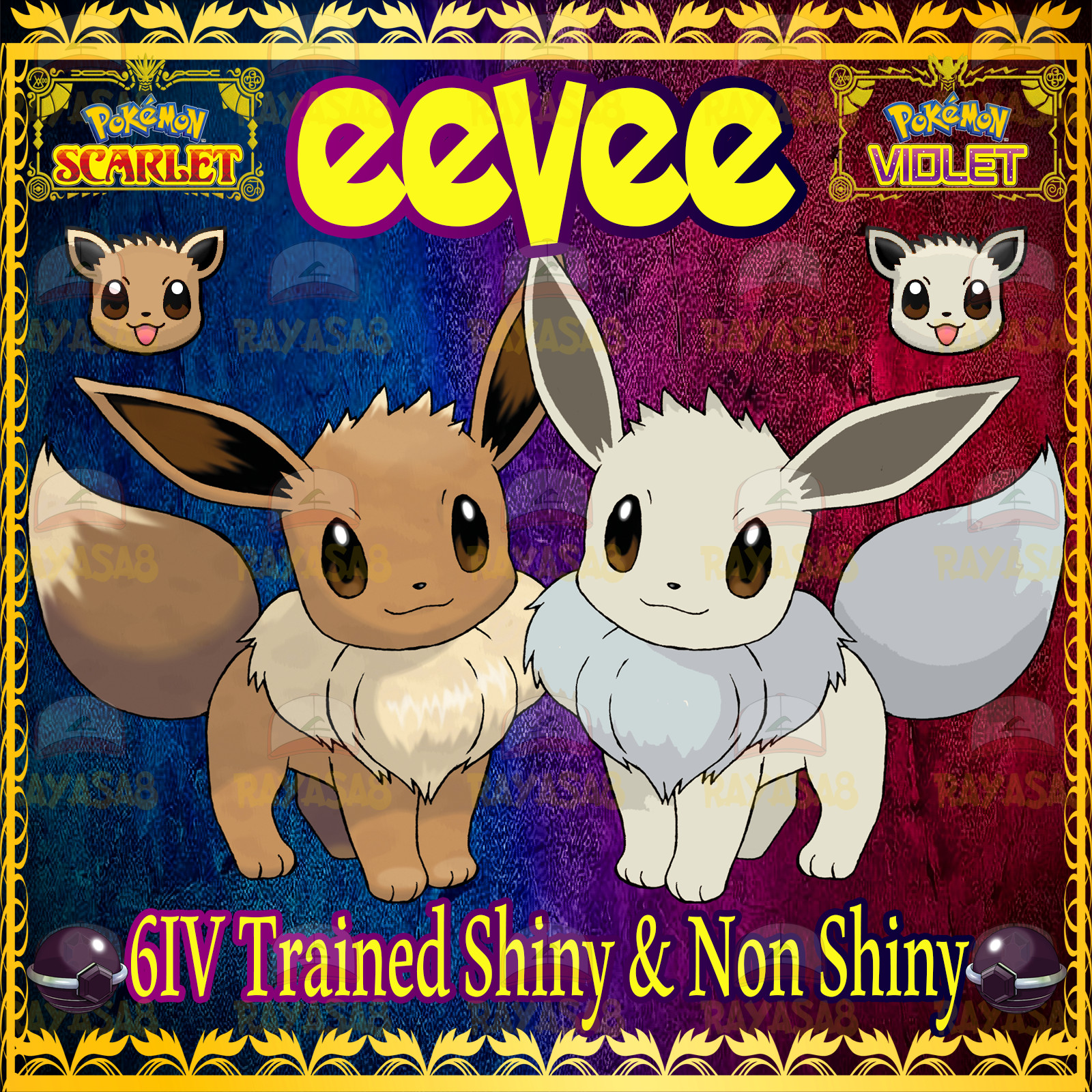 Pokemon Violet Eevee 6IV Trained 🌟Shiny🌟 & Non Shiny Best Stats Scarlet Home
