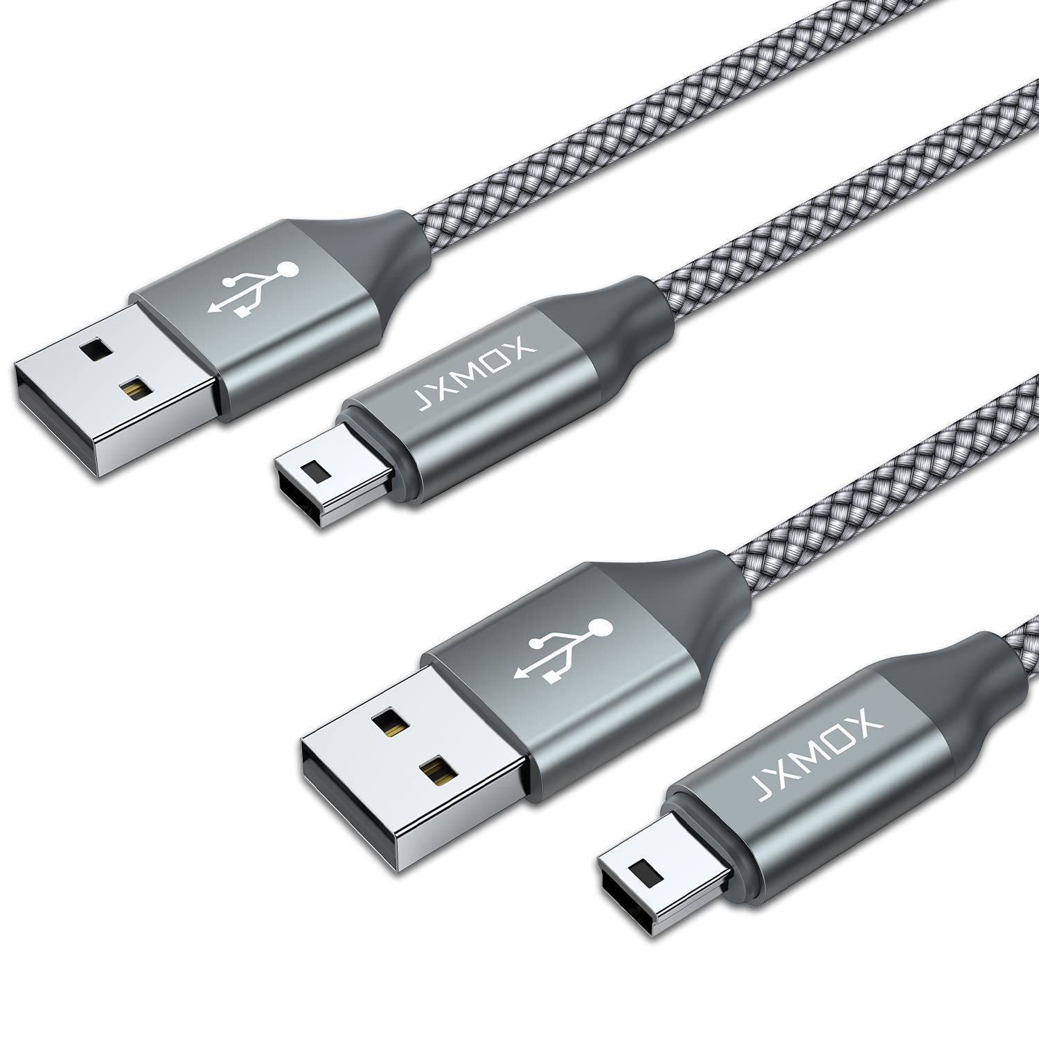 JXMOX Mini USB Cable, (3.3ft 2 Pack) 2.0 Type A Male to 3.3ft, Grey